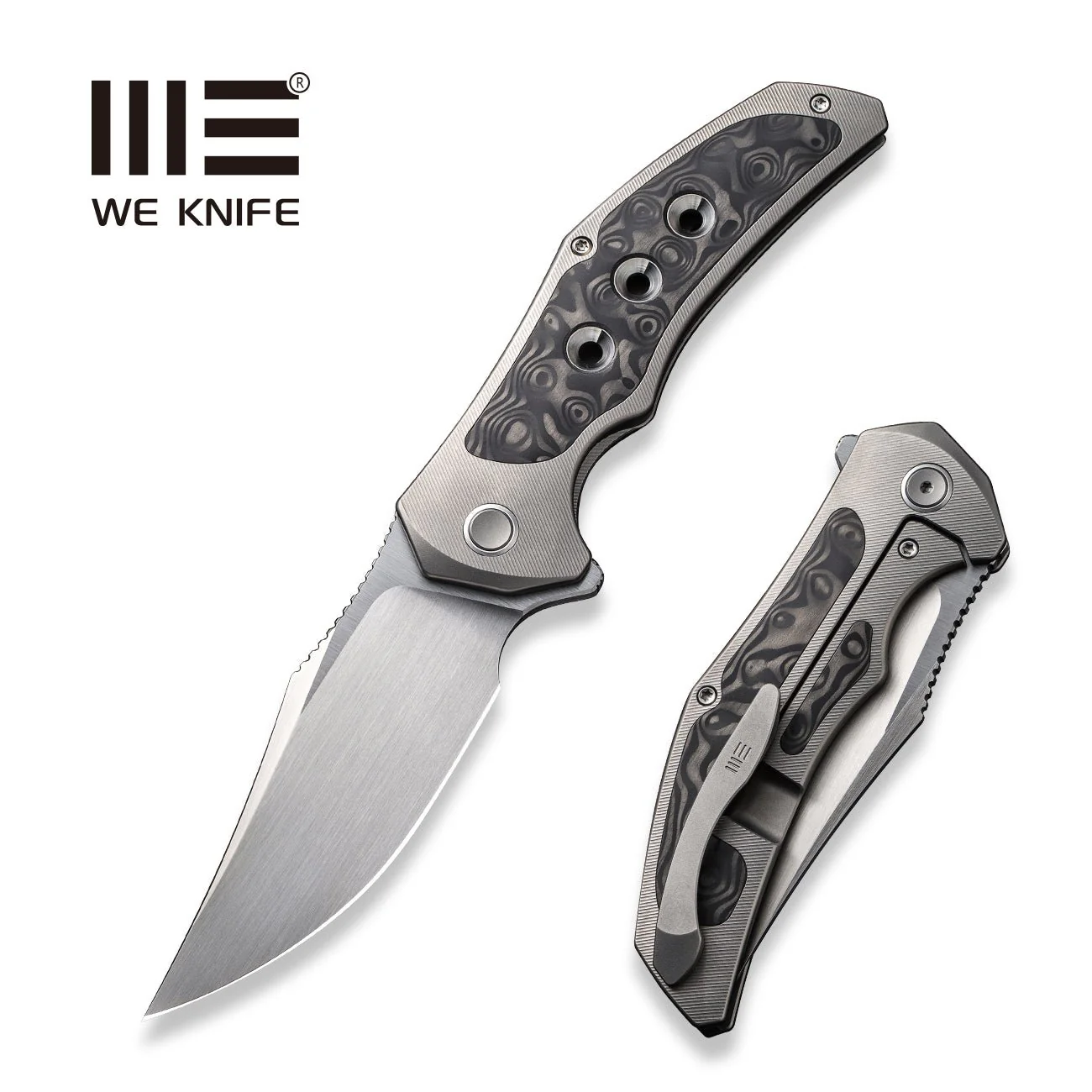 WEKNIFE Magnetron Flipper Knife Titanium & Carbon Fiber Handle (3.76" CPM 20CV Blade) WE18058-2