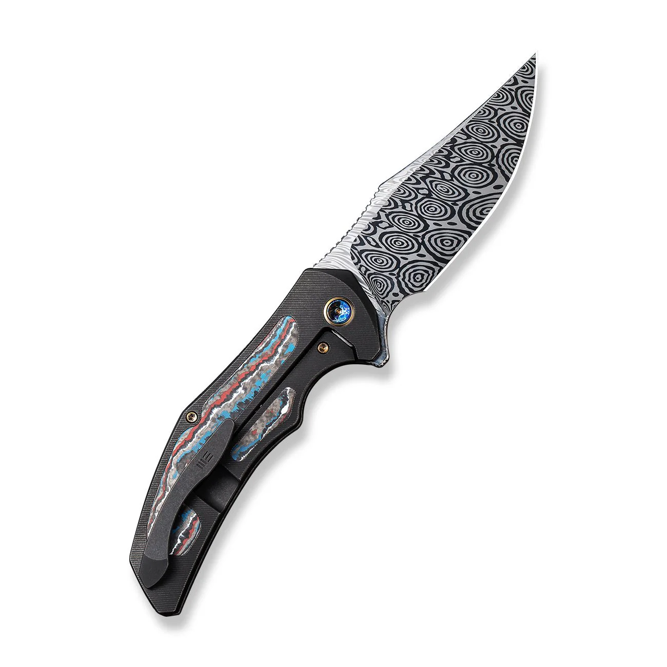 WEKNIFE Magnetron Flipper Knife Titanium & FatCarbon Fiber Handle (3.76" Damasteel Blade) WE18058-DS1 - Image 2