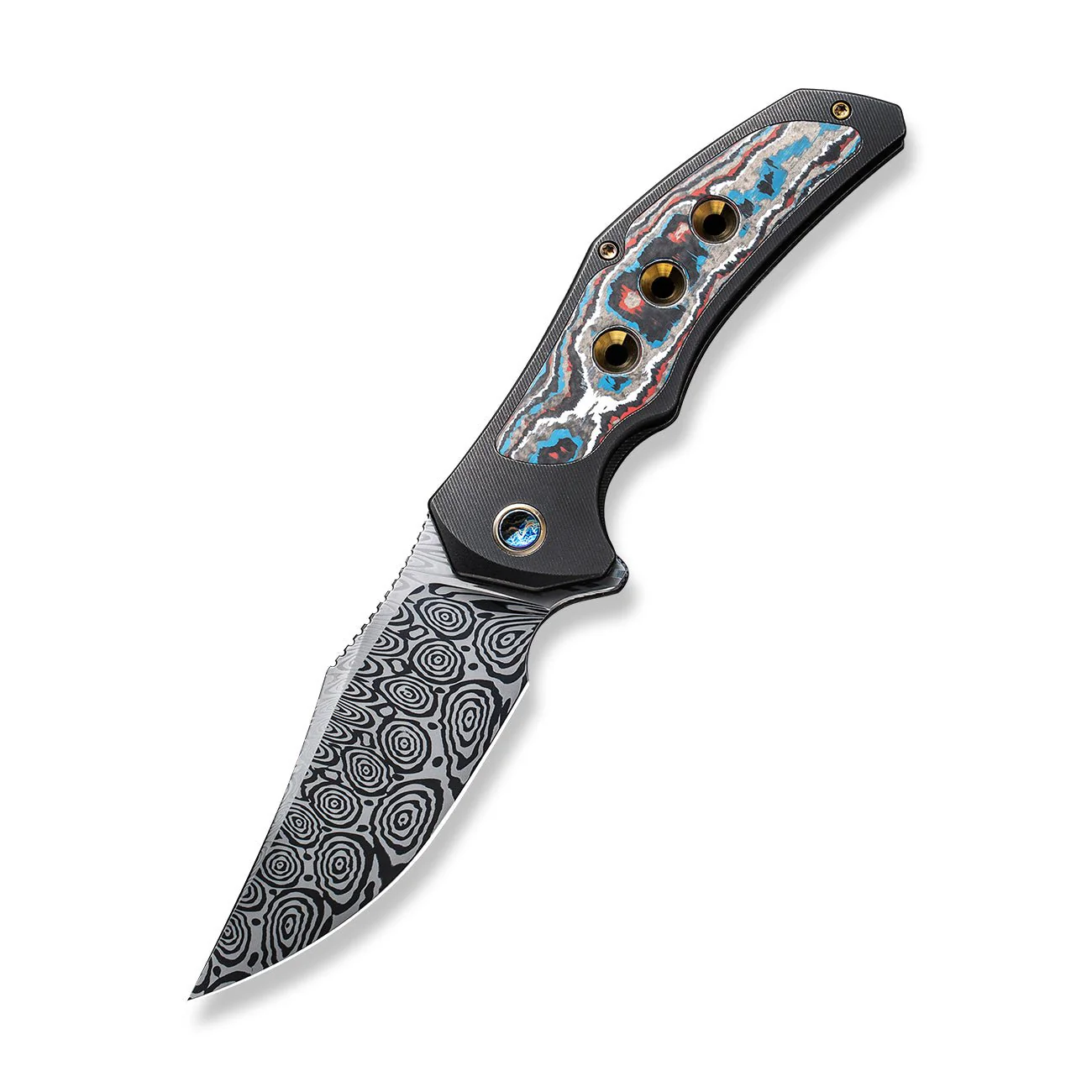 WEKNIFE Magnetron Flipper Knife Titanium & FatCarbon Fiber Handle (3.76" Damasteel Blade) WE18058-DS1 - Image 3