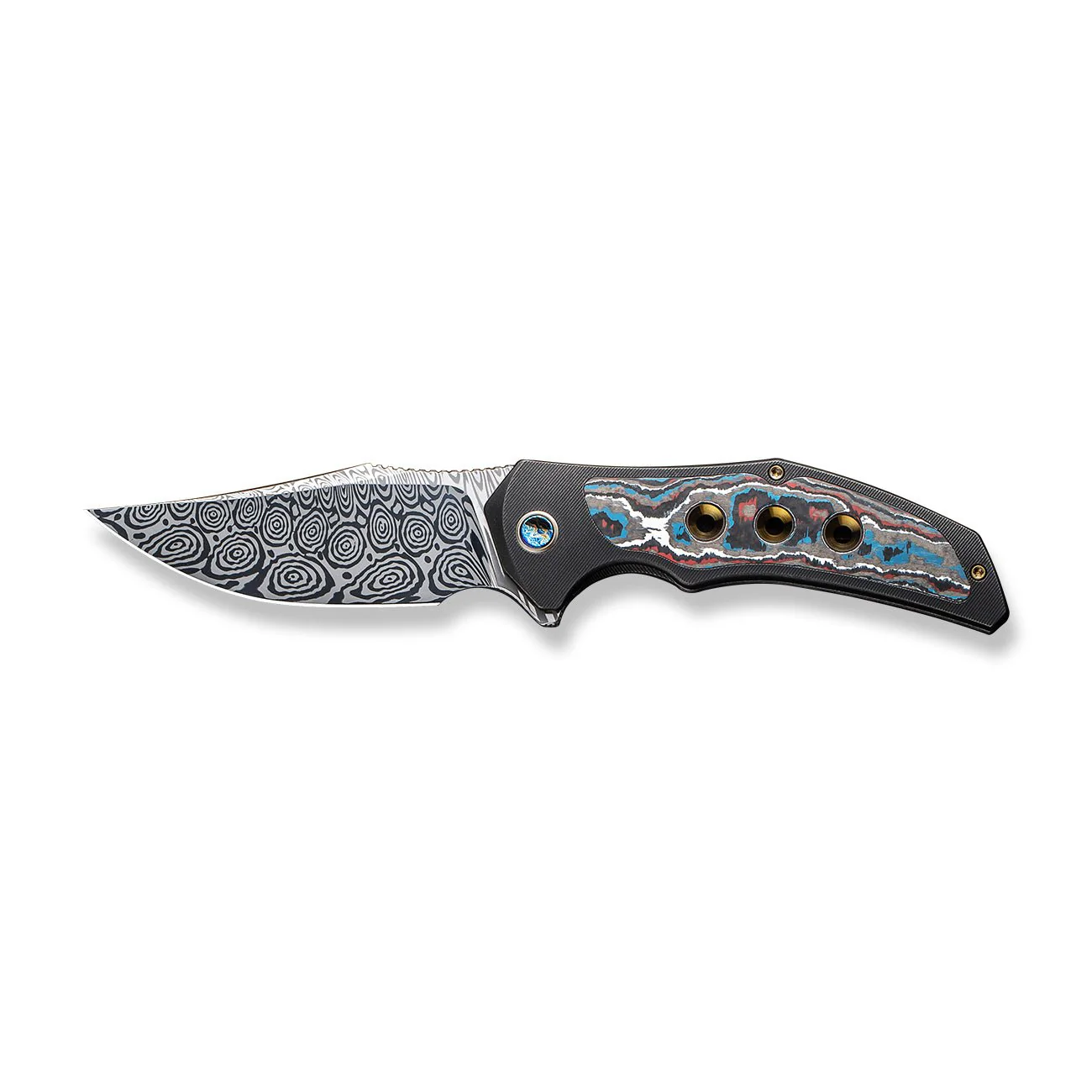 WEKNIFE Magnetron Flipper Knife Titanium & FatCarbon Fiber Handle (3.76" Damasteel Blade) WE18058-DS1 - Image 4