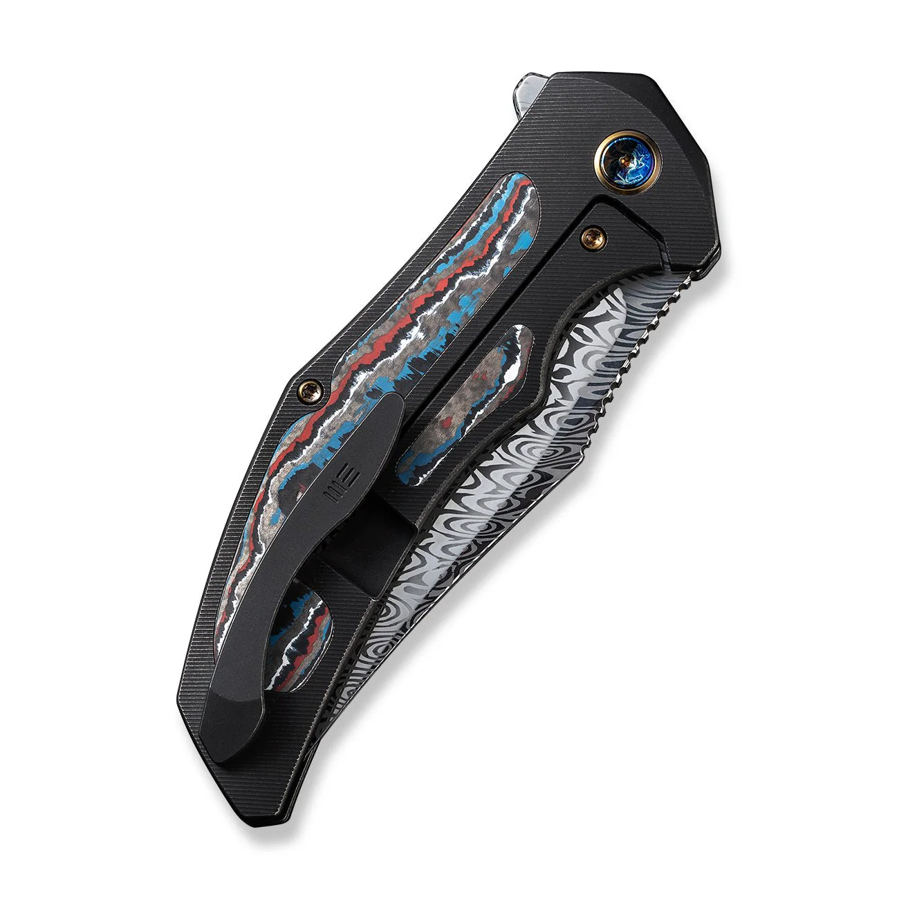 WEKNIFE Magnetron Flipper Knife Titanium & FatCarbon Fiber Handle (3.76" Damasteel Blade) WE18058-DS1 - Image 7