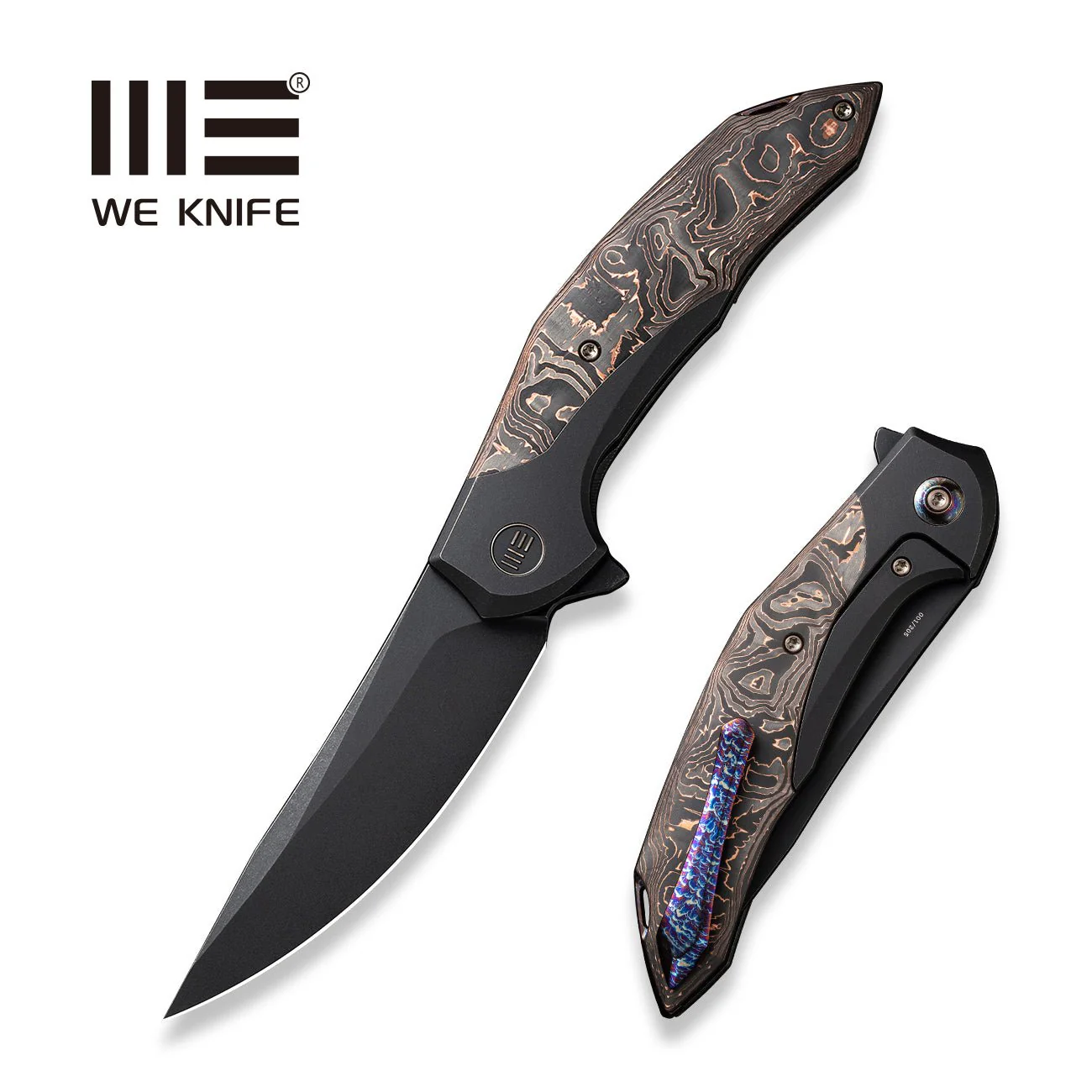 WEKNIFE Merata Flipper Knife Titanium & Carbon Fiber Handle (3.68" CPM 20CV Blade) WE22008B-1