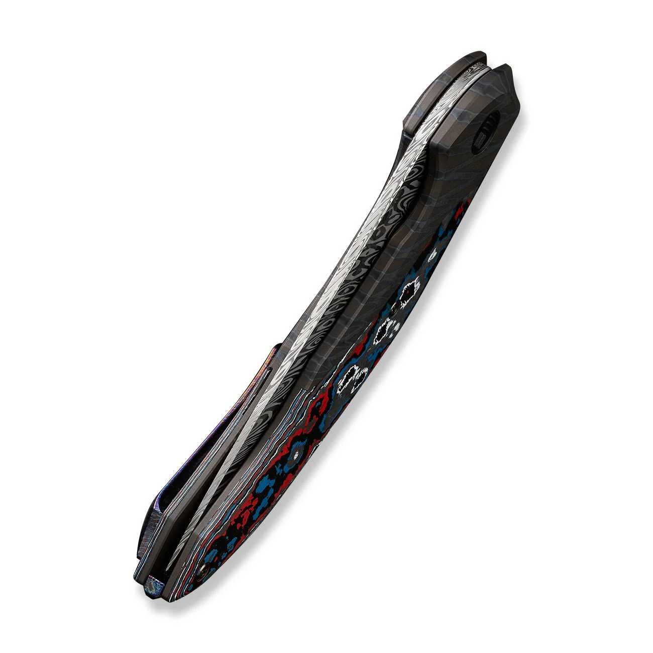 WEKNIFE Merata Flipper Knife Titanium & FatCarbon Fiber Handle (3.68" Damasteel Blade) WE22008B-DS1 - Image 8