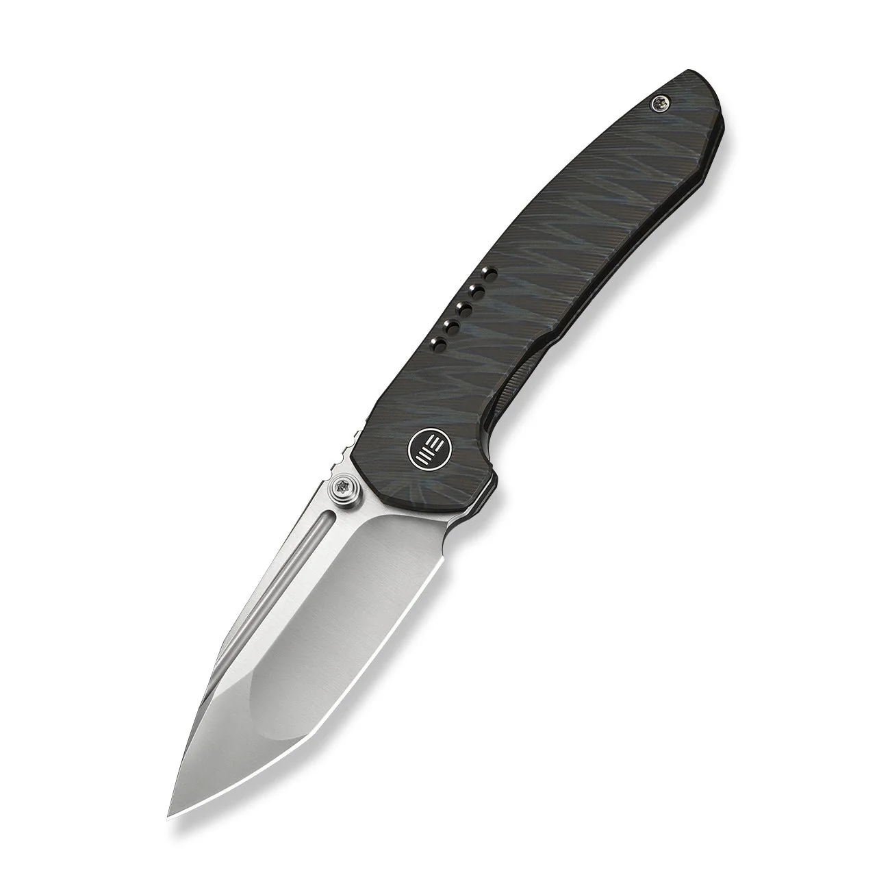 WEKNIFE Micro Trogon Thumb Stud Knife Tiger Stripe Pattern Flamed Titanium Handle (2.68" Satin Finished Bohler M390 Blade) WE24043-3 - Image 3