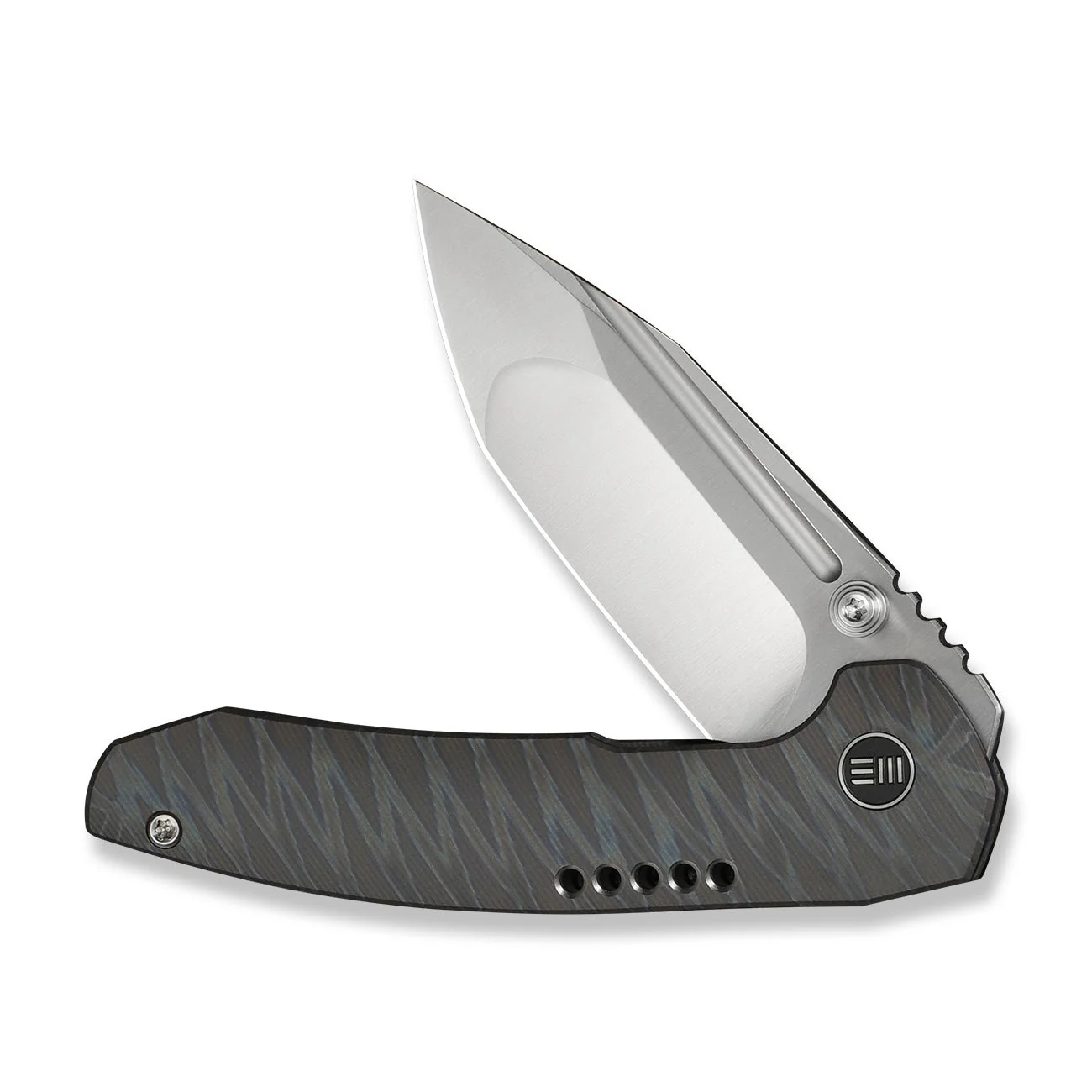 WEKNIFE Micro Trogon Thumb Stud Knife Tiger Stripe Pattern Flamed Titanium Handle (2.68" Satin Finished Bohler M390 Blade) WE24043-3 - Image 5
