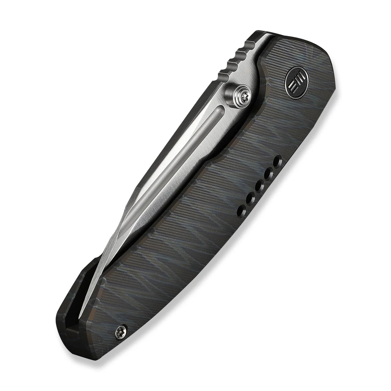 WEKNIFE Micro Trogon Thumb Stud Knife Tiger Stripe Pattern Flamed Titanium Handle (2.68" Satin Finished Bohler M390 Blade) WE24043-3 - Image 8