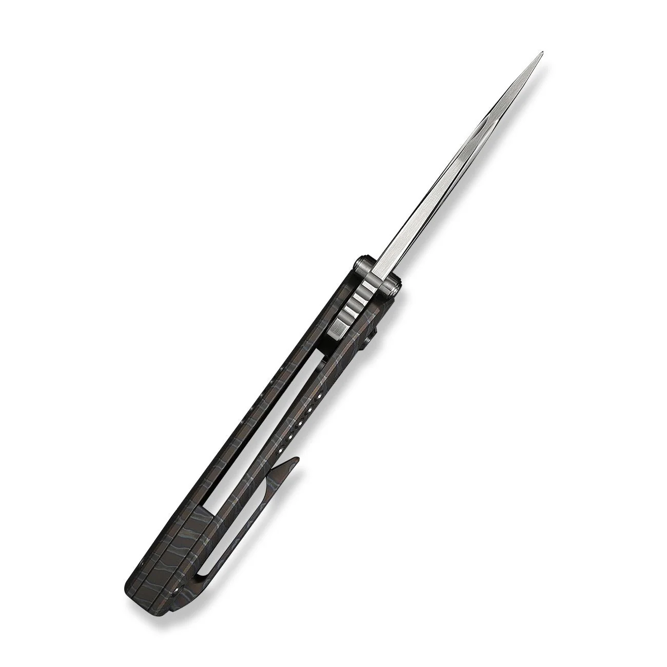 WEKNIFE Micro Trogon Thumb Stud Knife Tiger Stripe Pattern Flamed Titanium Handle (2.68" Satin Finished Bohler M390 Blade) WE24043-3 - Image 9
