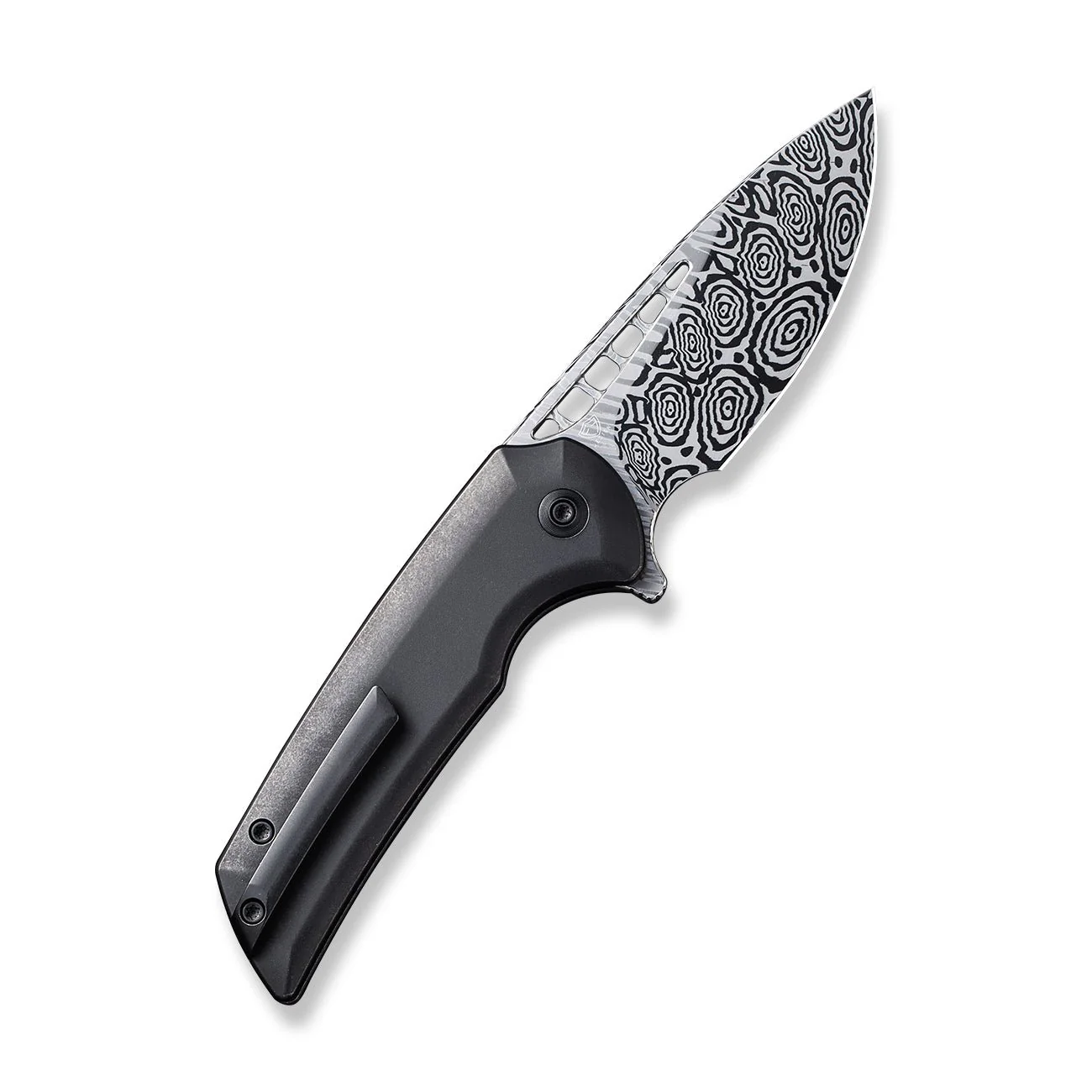 WEKNIFE Mini Malice Flipper & Button Lock Knife Titanium Handle (2.98" Damasteel Blade) WE054BL-DS1 - Image 2