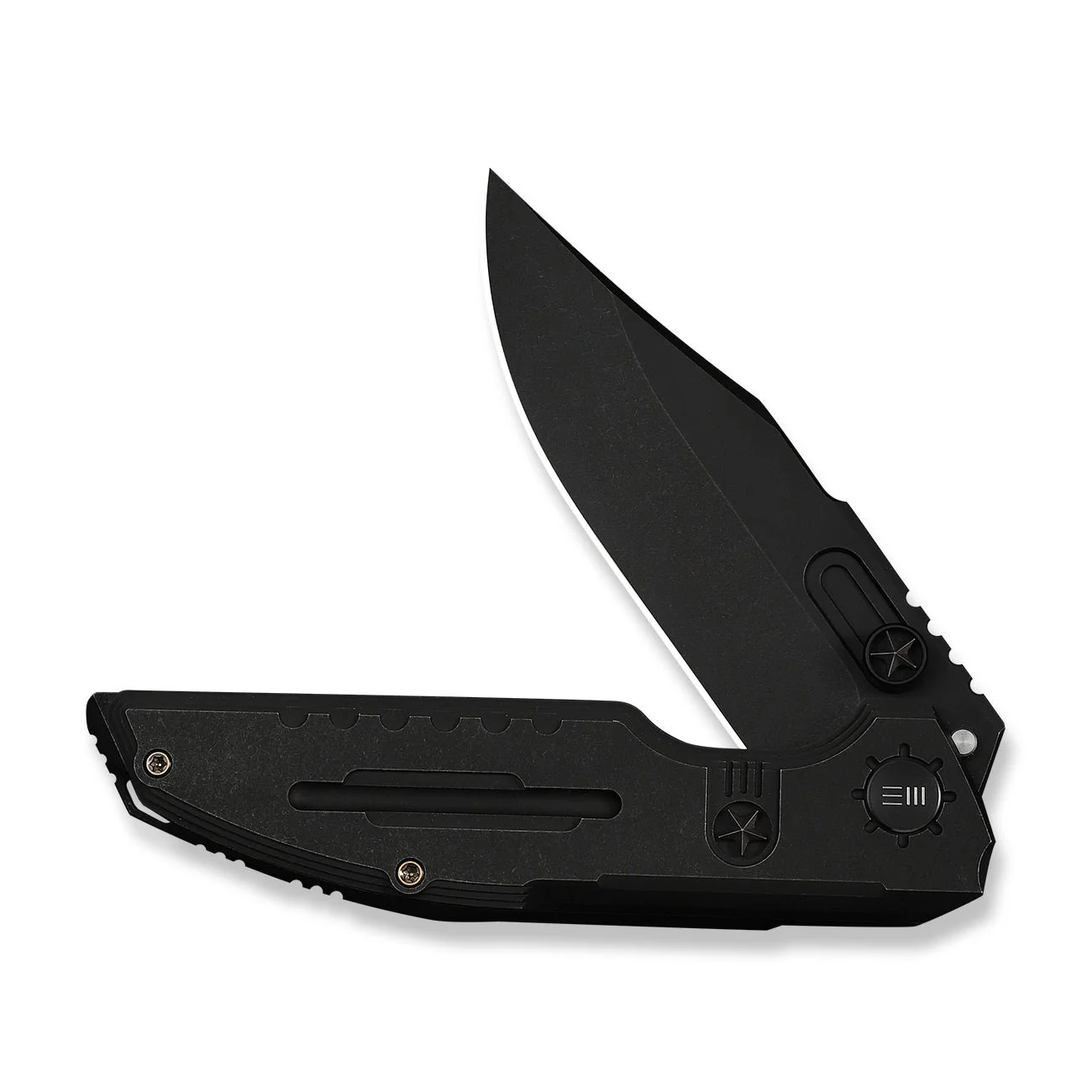 WEKNIFE Muster Flipper & Thumb Stud Knife Black Titanium Handle (3.83" Black Stonewashed Bohler M390 Blade) WE23058-1 - Image 4