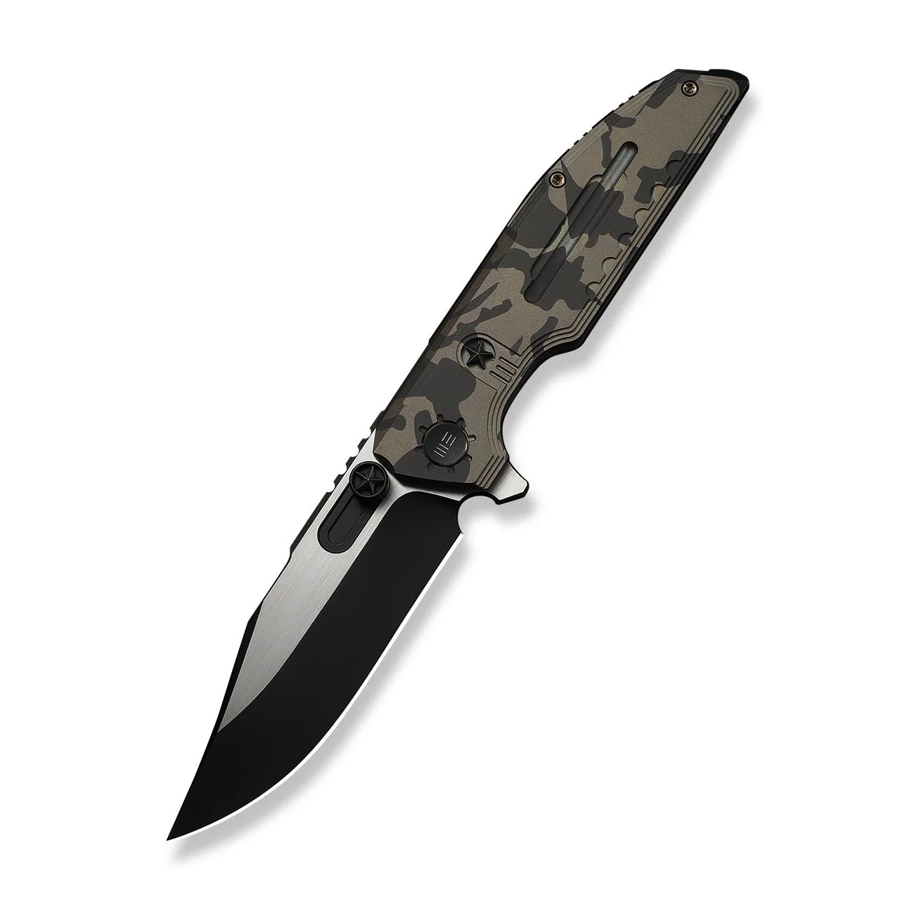 WEKNIFE Muster Flipper & Thumb Stud Knife Desert Terrain Titanium Handle (3.83" Black Stonewashed Bohler M390 Blade, Satin Flat) WE23058-3 - Image 3