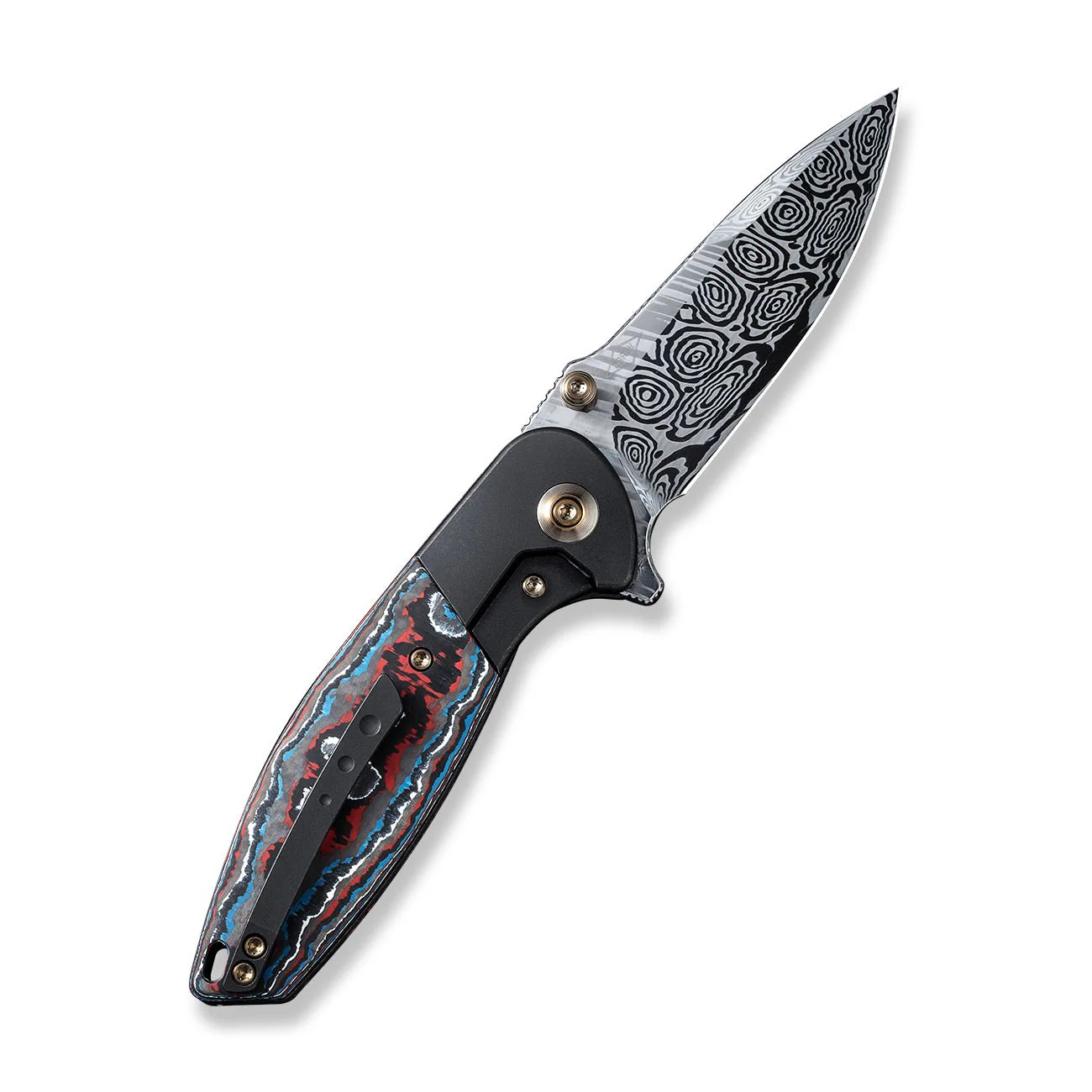 WEKNIFE Nitro Mini Flipper & Thumb Stud Knife Titanium & FatCarbon Fiber Handle (3.13" Damasteel Blade) WE22015-DS1 - Image 2