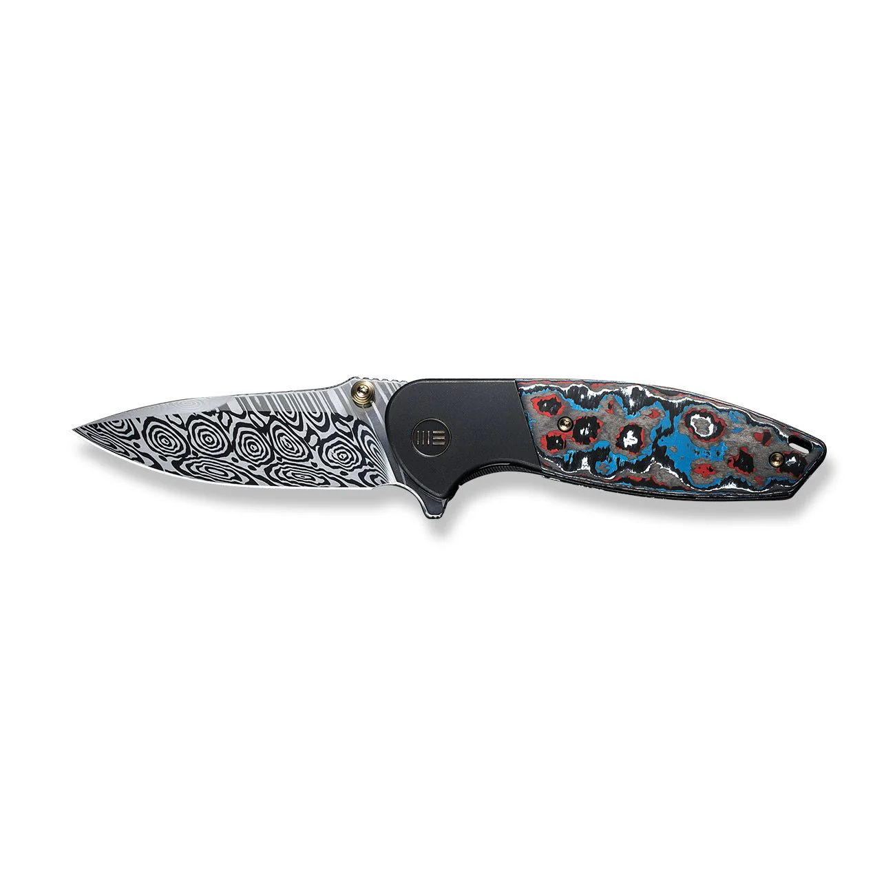 WEKNIFE Nitro Mini Flipper & Thumb Stud Knife Titanium & FatCarbon Fiber Handle (3.13" Damasteel Blade) WE22015-DS1 - Image 4