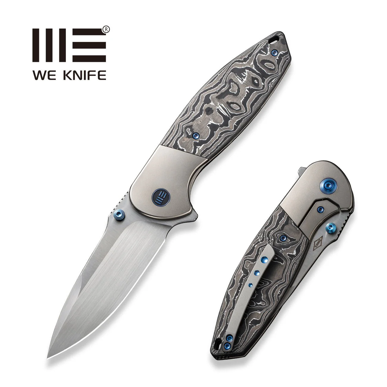WEKNIFE Nitro OG Flipper & Thumb Stud Knife Titanium & Carbon Fiber Handle (3.75" CPM 20CV Blade) WE23035-3