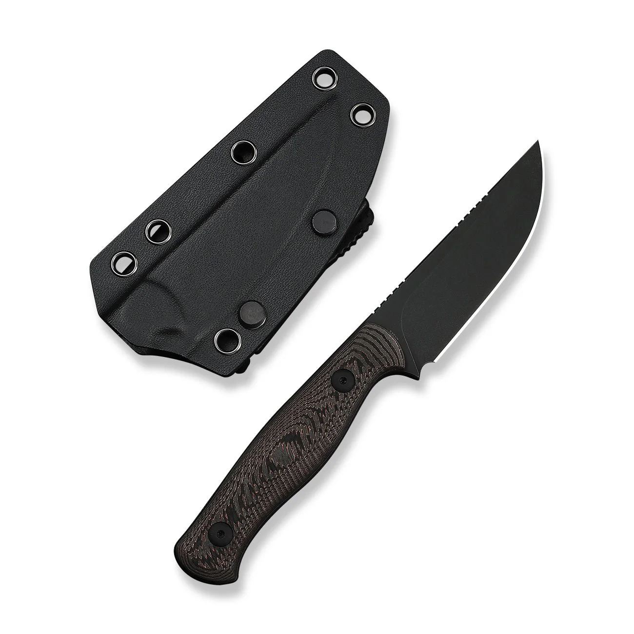 WEKNIFE Notchline Hunting Fixed Blade Knife Milled Copper Foil Carbon Fiber Handle (3.45" Black Stonewashed CPM S35VN Blade) WE25047-2, With 1PC Black Lanyard, Black Kydex Sheath & T-Clip - Image 3