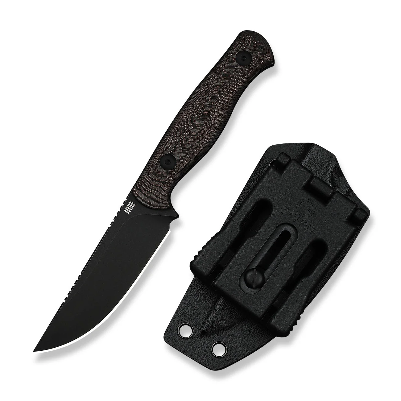 WEKNIFE Notchline Hunting Fixed Blade Knife Milled Copper Foil Carbon Fiber Handle (3.45" Black Stonewashed CPM S35VN Blade) WE25047-2, With 1PC Black Lanyard, Black Kydex Sheath & T-Clip - Image 4