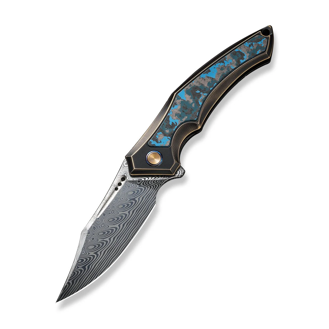 WEKNIFE Orpheus Flipper Knife Titanium & FatCarbon Fiber Handle (3.48" Damasteel Blade) WE23009-DS1 - Image 3