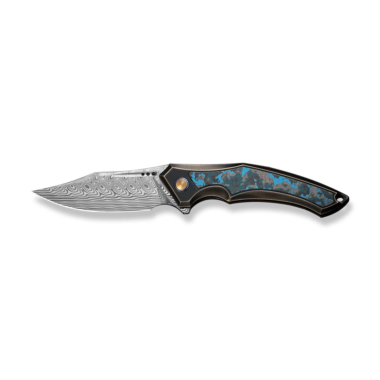 WEKNIFE Orpheus Flipper Knife Titanium & FatCarbon Fiber Handle (3.48" Damasteel Blade) WE23009-DS1 - Image 4