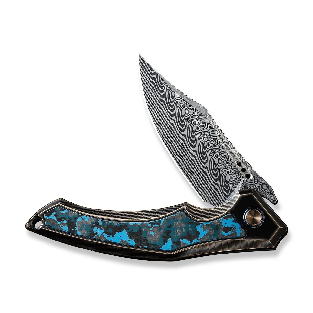 WEKNIFE Orpheus Flipper Knife Titanium & FatCarbon Fiber Handle (3.48" Damasteel Blade) WE23009-DS1 - Image 5