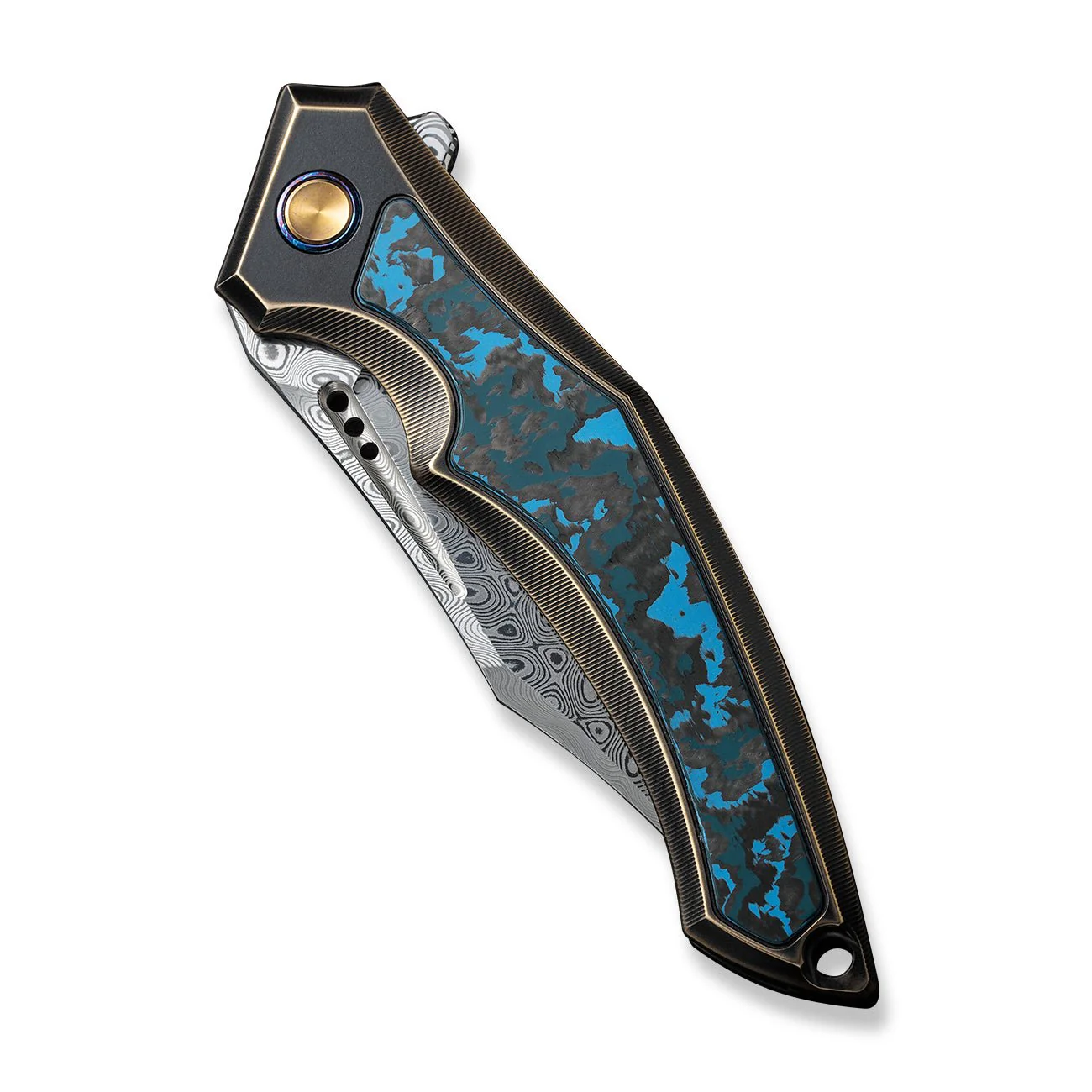 WEKNIFE Orpheus Flipper Knife Titanium & FatCarbon Fiber Handle (3.48" Damasteel Blade) WE23009-DS1 - Image 6