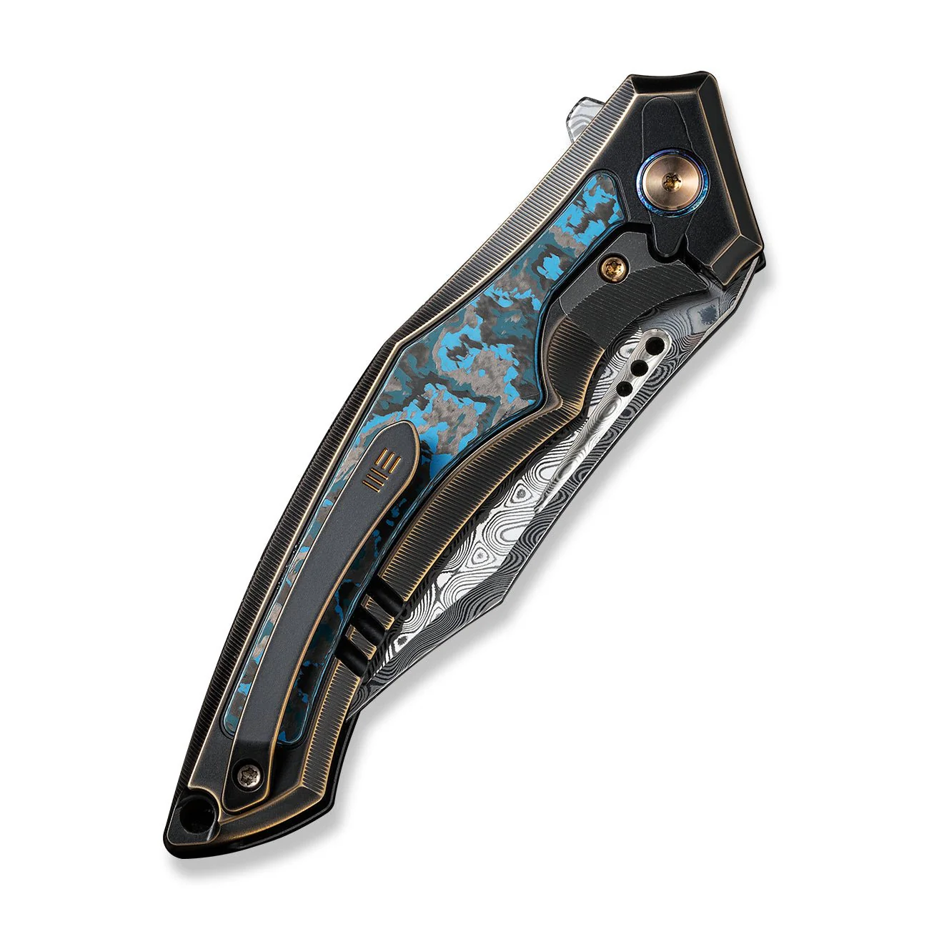 WEKNIFE Orpheus Flipper Knife Titanium & FatCarbon Fiber Handle (3.48" Damasteel Blade) WE23009-DS1 - Image 7