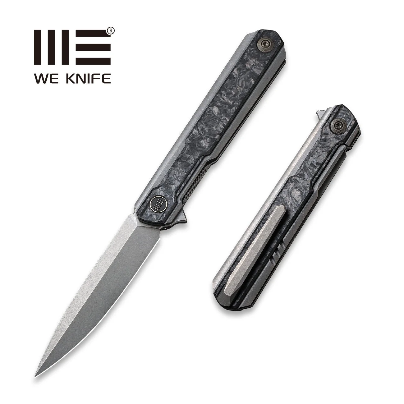 WEKNIFE Peer Flipper Knife Titanium & Carbon Fiber Handle (3.46" CPM 20CV Blade) 2015C