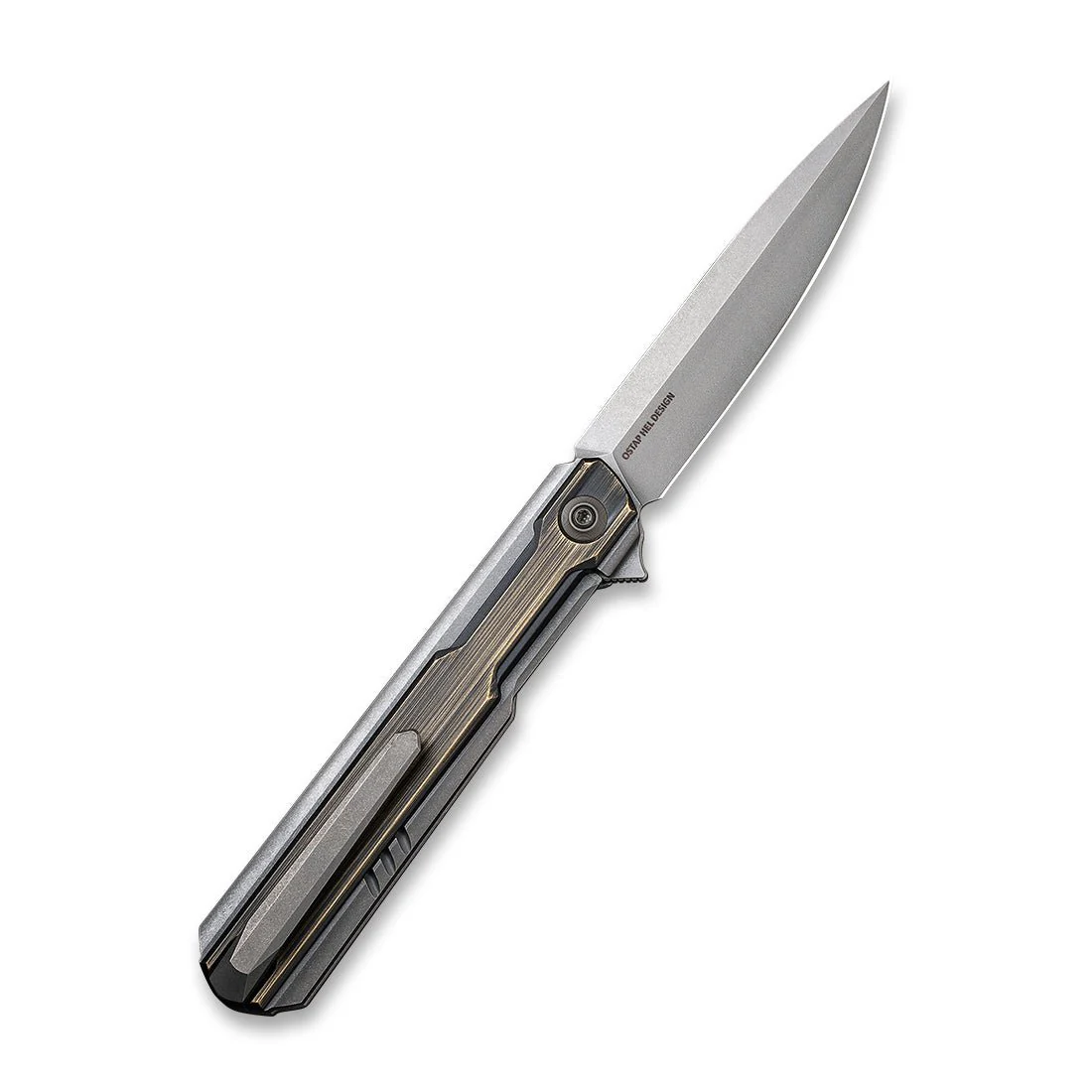 WEKNIFE Peer Flipper Knife Titanium & Brass Handle (3.46" CPM 20CV Blade) 2015E - Image 2
