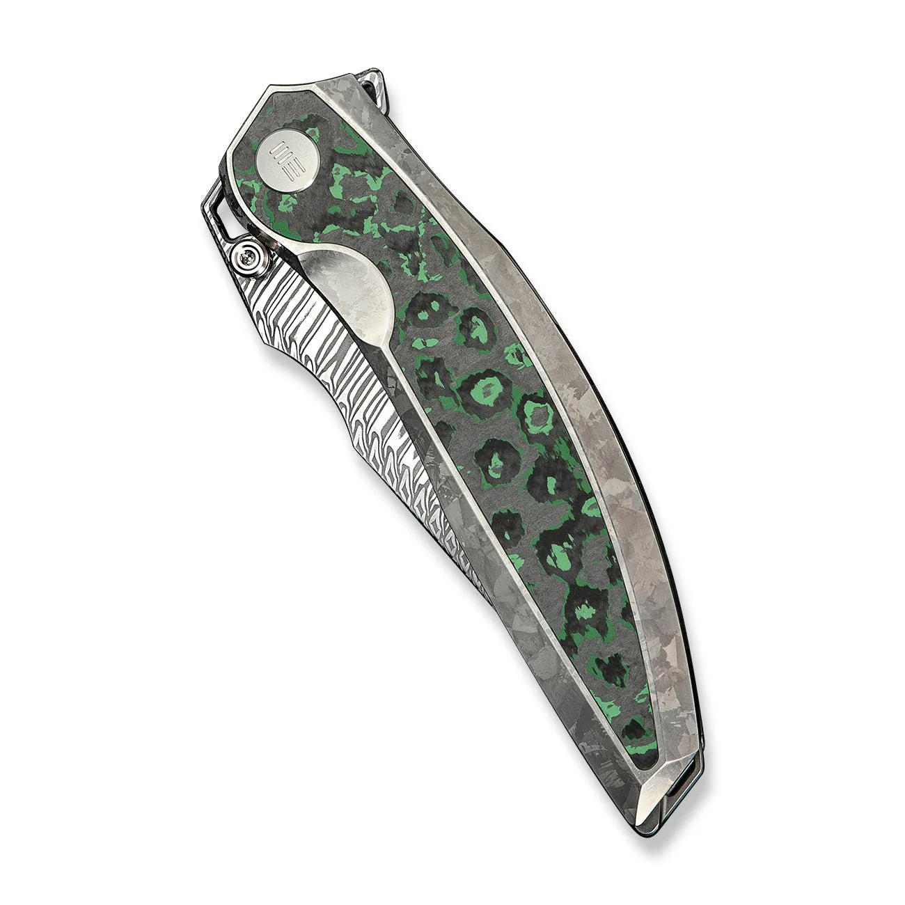 WEKNIFE Quinseris Flipper & Thumb Stud Knife Titanium & FatCarbon Fiber Handle (3.96" Damasteel Blade) WE23093-DS1 - Image 6