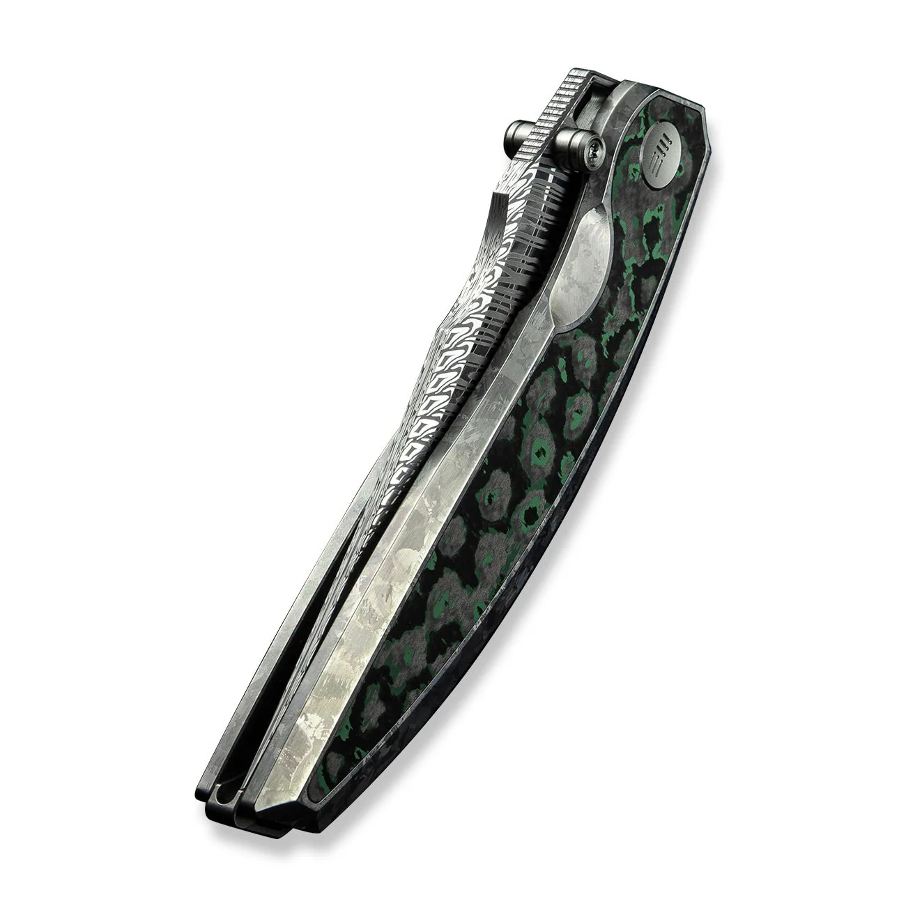 WEKNIFE Quinseris Flipper & Thumb Stud Knife Titanium & FatCarbon Fiber Handle (3.96" Damasteel Blade) WE23093-DS1 - Image 8