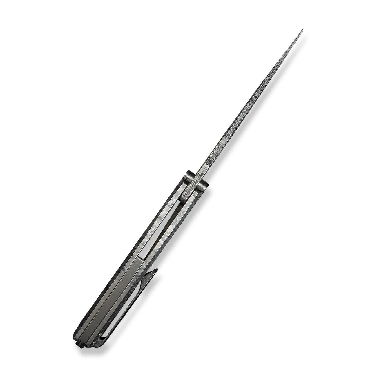 WEKNIFE Quinseris Flipper & Thumb Stud Knife Titanium & FatCarbon Fiber Handle (3.96" Damasteel Blade) WE23093-DS1 - Image 9