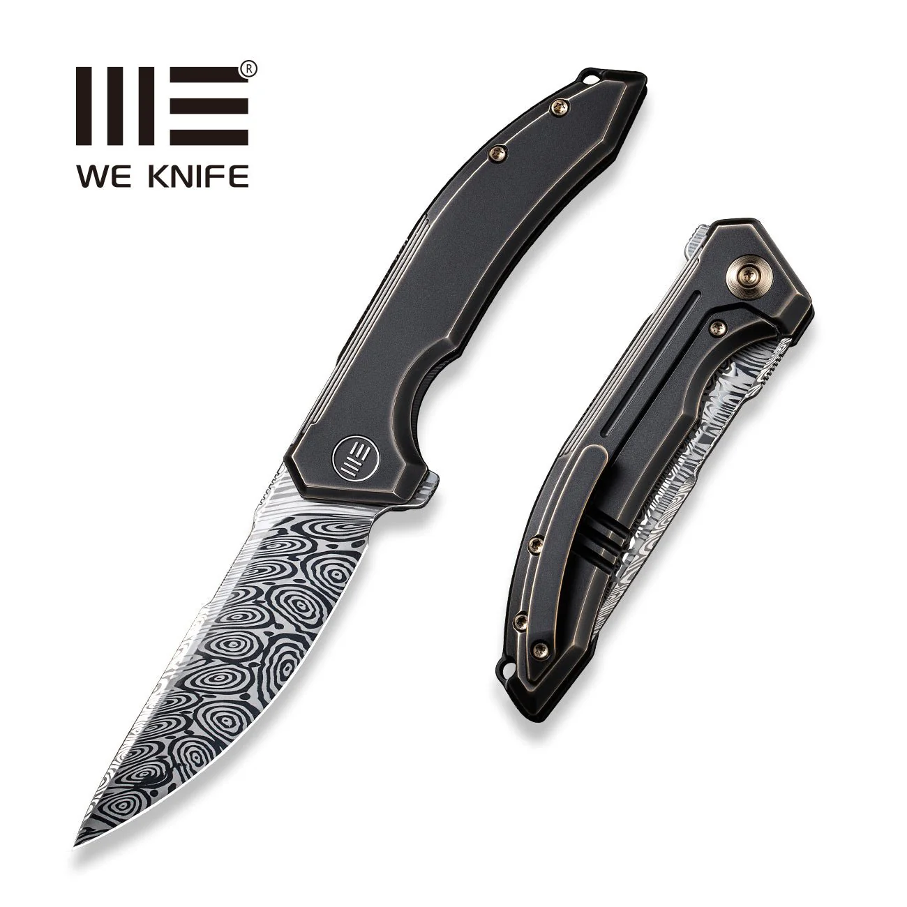 WEKNIFE Quixotic Flipper Knife Titanium Handle (3.45" Damasteel Blade) WE21016-DS1