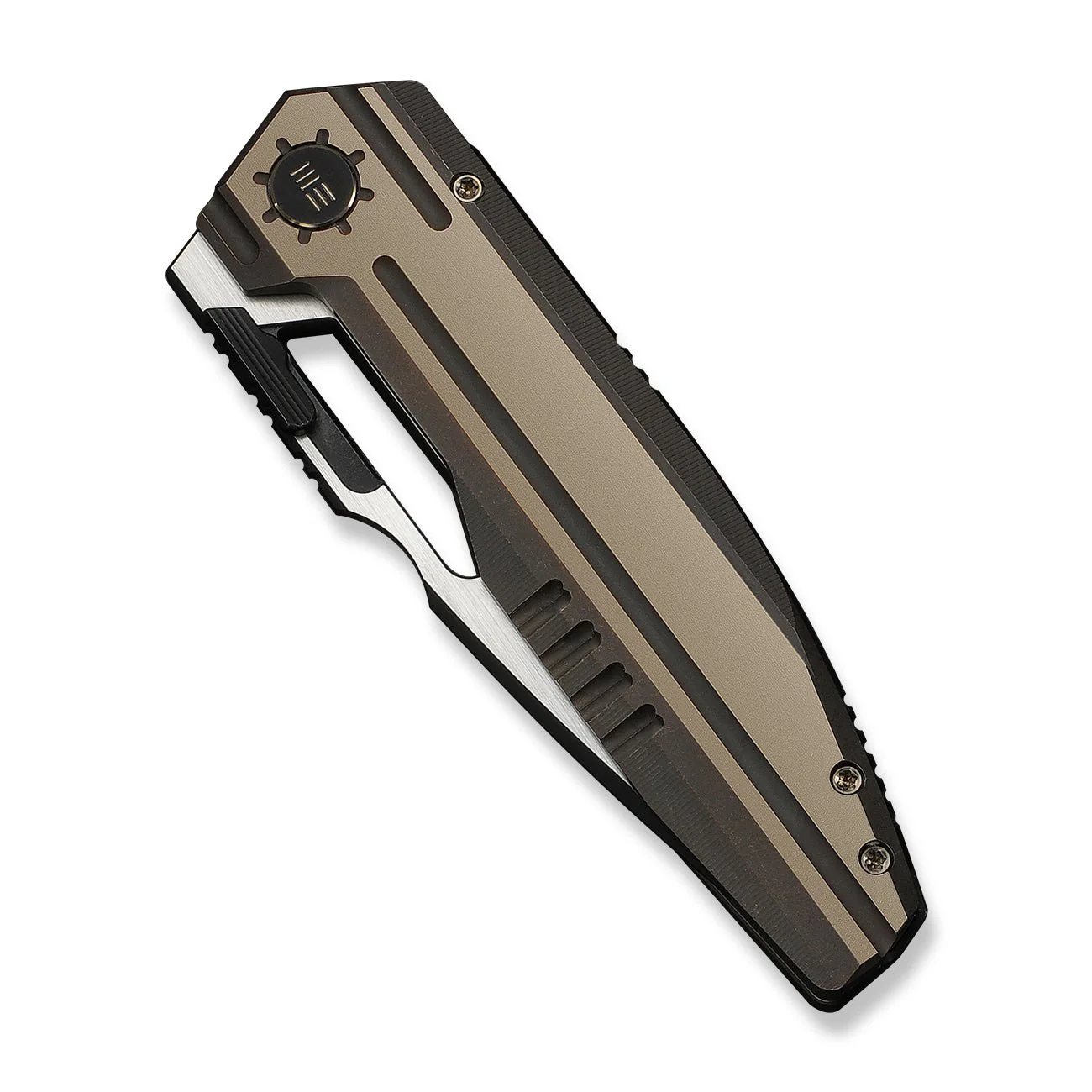 WEKNIFE Reveille Thumb Hole & Thumb Stud  Knife Bronze Titanium Handle (3.83" Black Stonewashed Bohler M390 Blade, Satin Flat) WE23057-1 - Image 6