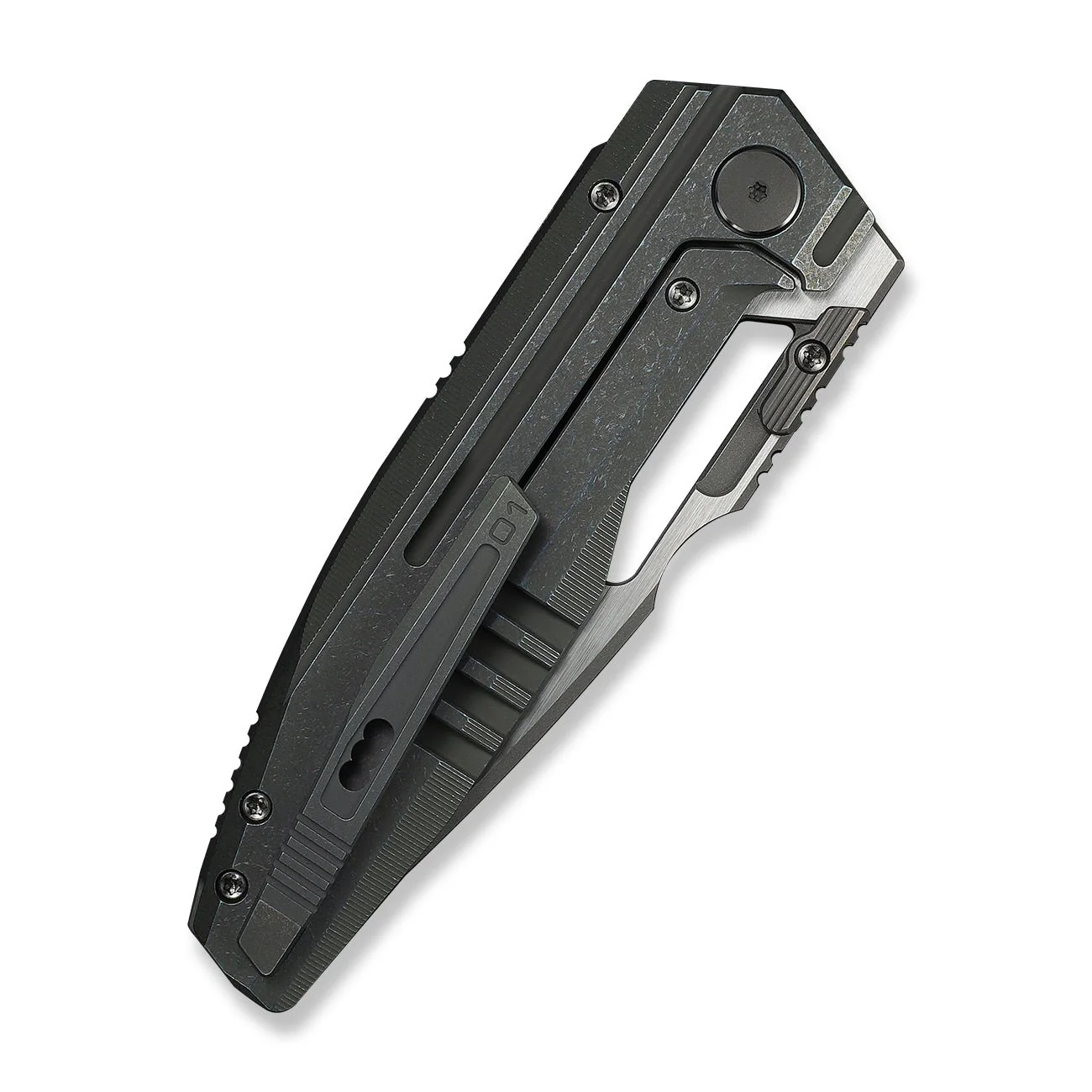 WEKNIFE Reveille Thumb Hole & Thumb Stud Knife Olive Gray Titanium Handle (3.83" Gray Stonewashed Bohler M390 Blade, Satin Flat) WE23057-2 - Image 7