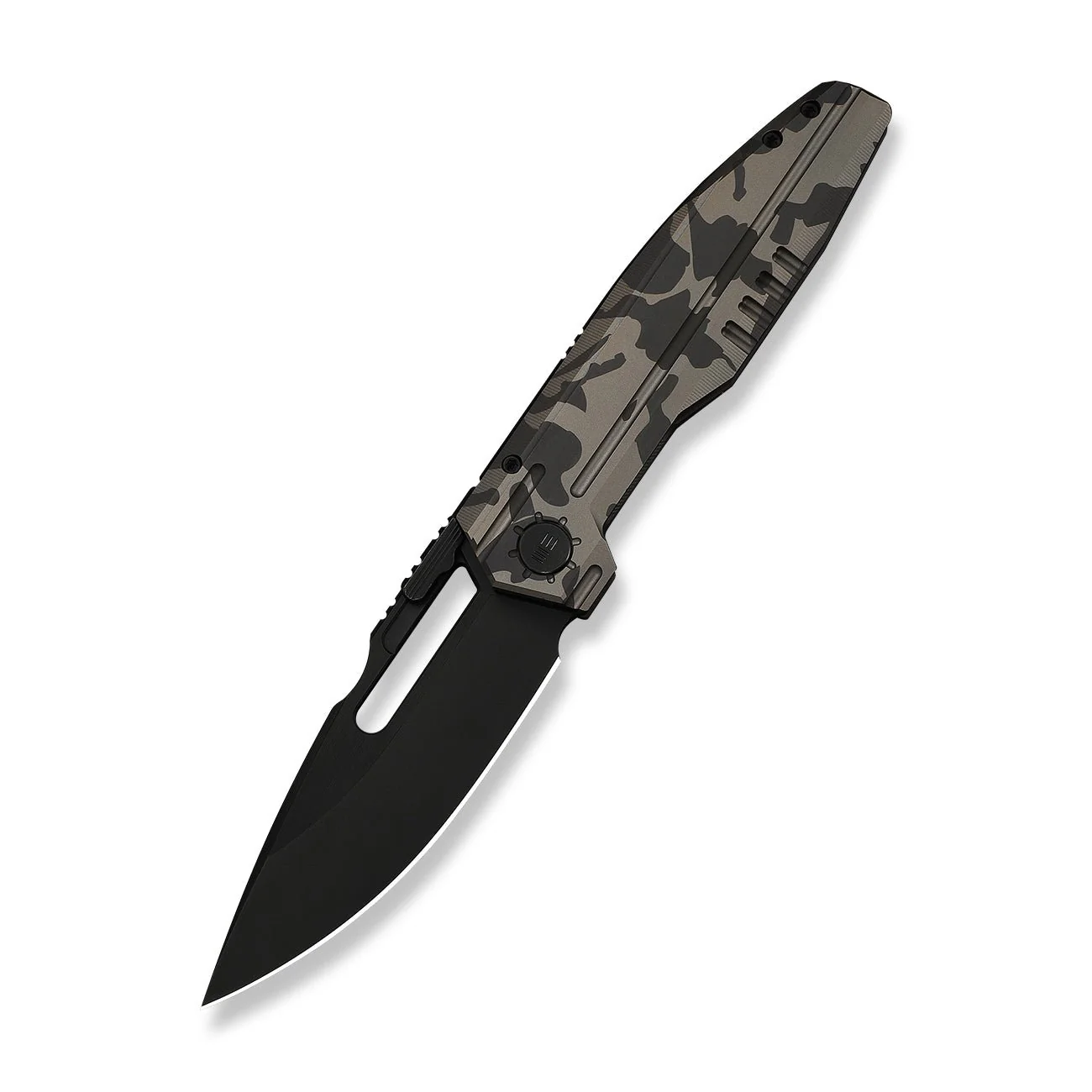 WEKNIFE Reveille Thumb Hole & Thumb Stud  Knife Desert Terrain Titanium Handle (3.83" Black Stonewashed Bevels, Black Brushed Flats Bohler M390 Blade) WE23057-3 - Image 3