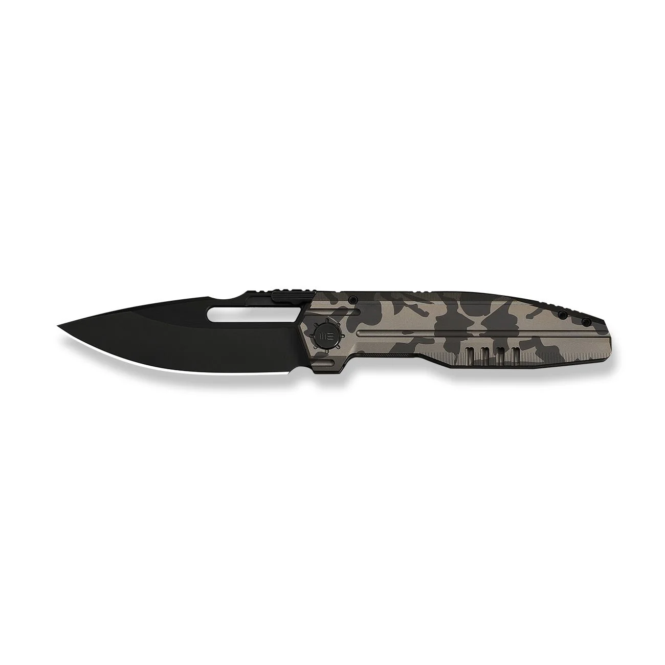 WEKNIFE Reveille Thumb Hole & Thumb Stud  Knife Desert Terrain Titanium Handle (3.83" Black Stonewashed Bevels, Black Brushed Flats Bohler M390 Blade) WE23057-3 - Image 4