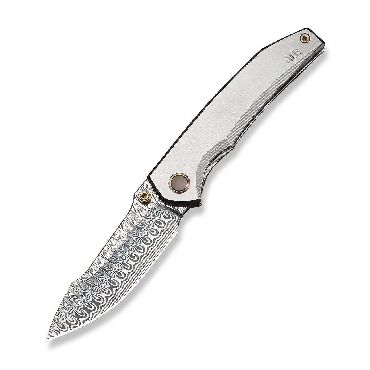 WEKNIFE Ryson Thumb Stud Knife Gray Titanium Handle (3.33" Hugin Damasteel Blade) WE24086-DS1 - Image 3