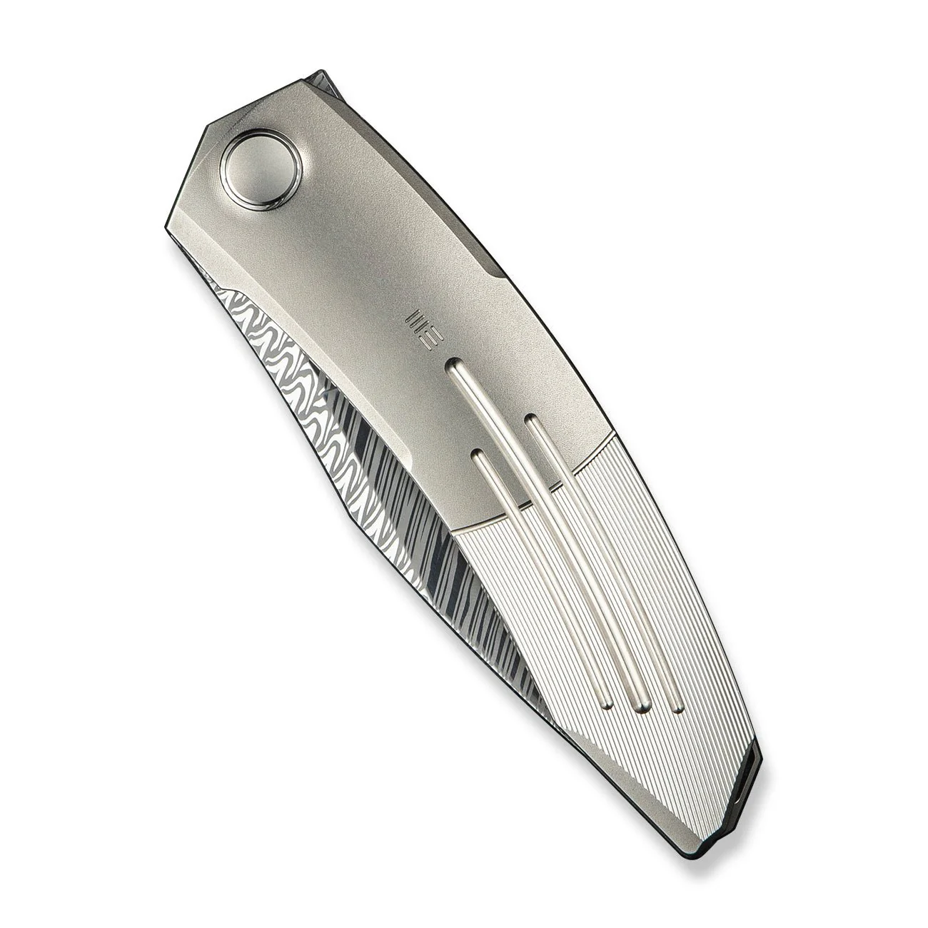 WEKNIFE Sine Wave Flipper Knife Titanium Handle (3.98" Damasteel Blade) WE23069B-DS1 - Image 6