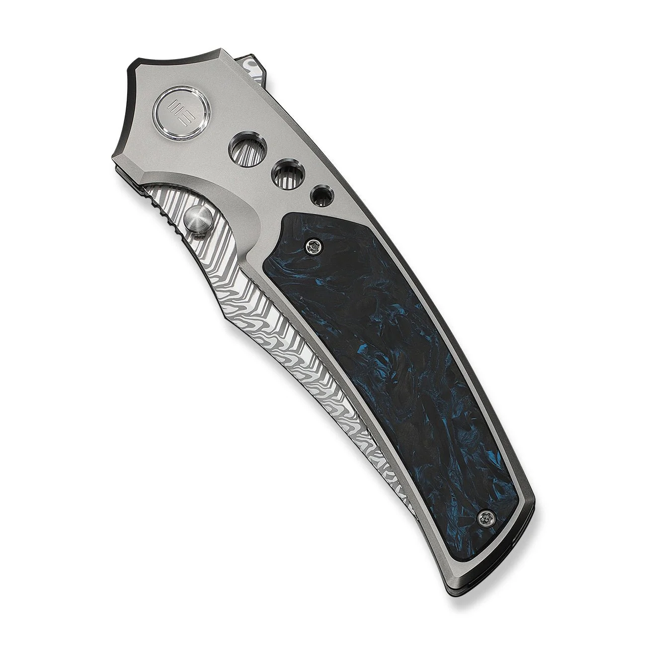 WEKNIFE Skynix Flipper & Thumb Stud Knife Titanium & Carbon Fiber Handle (3.7" Damasteel Blade) WE24087-DS1 - Image 6