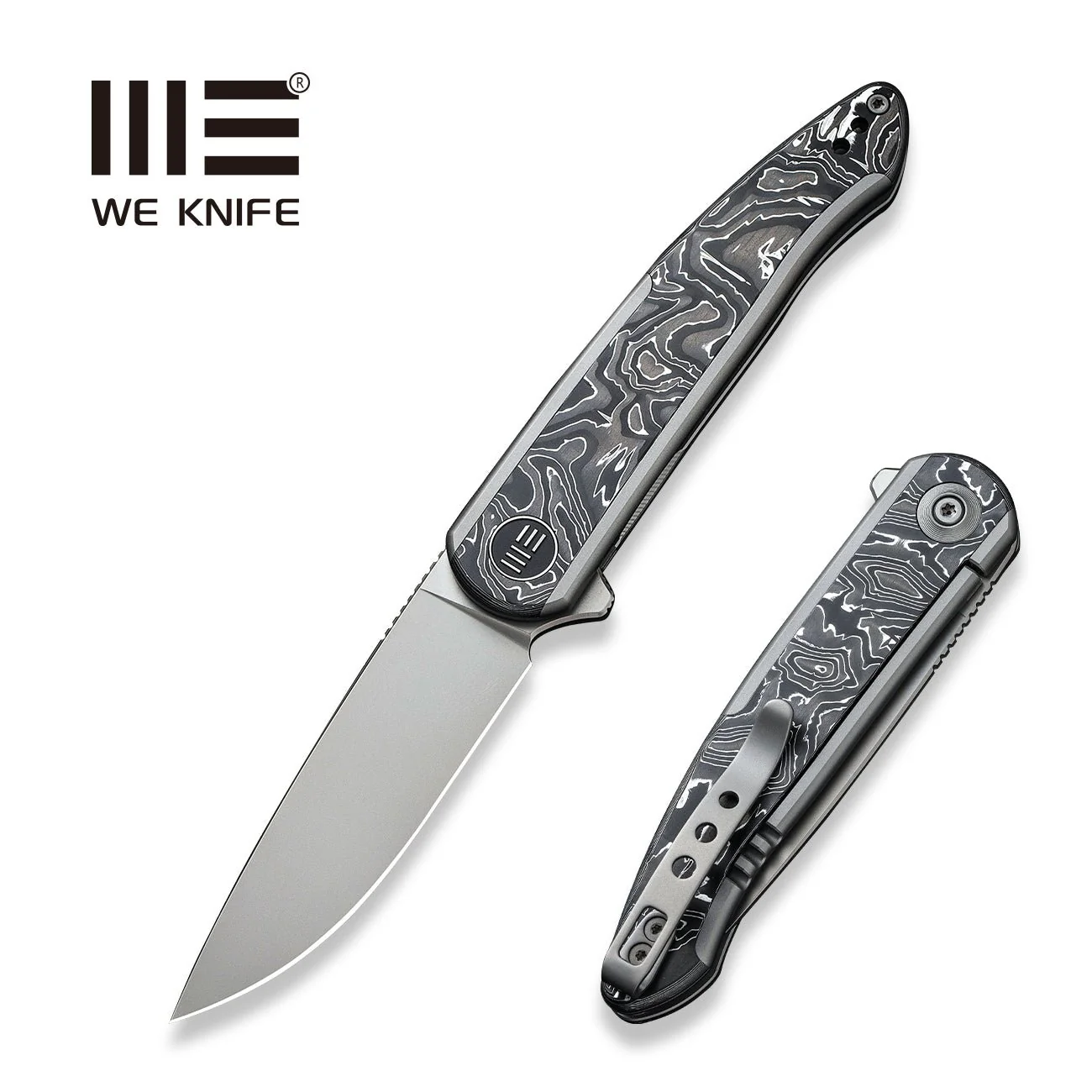 WEKNIFE Smooth Sentinel Flipper Knife Titanium & Carbon Fiber Handle (2.97" CPM 20CV Blade) WE20043-5