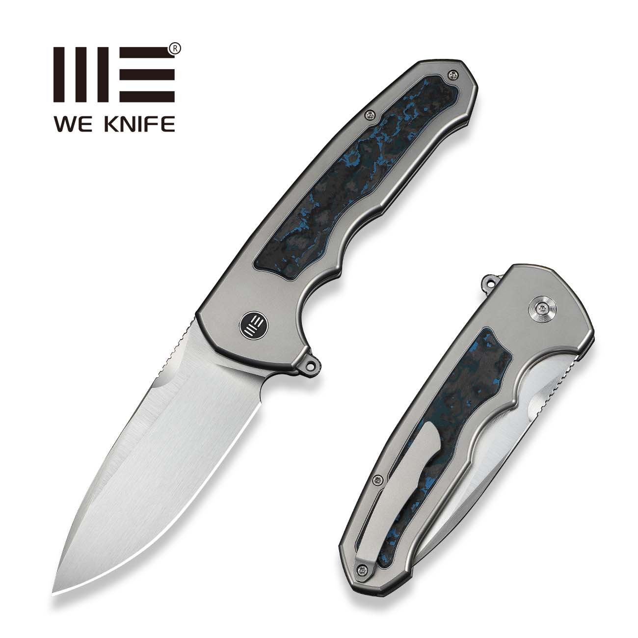 WEKNIFE Starlash Flipper Knife Titanium & FatCarbon Fiber Handle (3.97" M390 Blade) WE23011D-2
