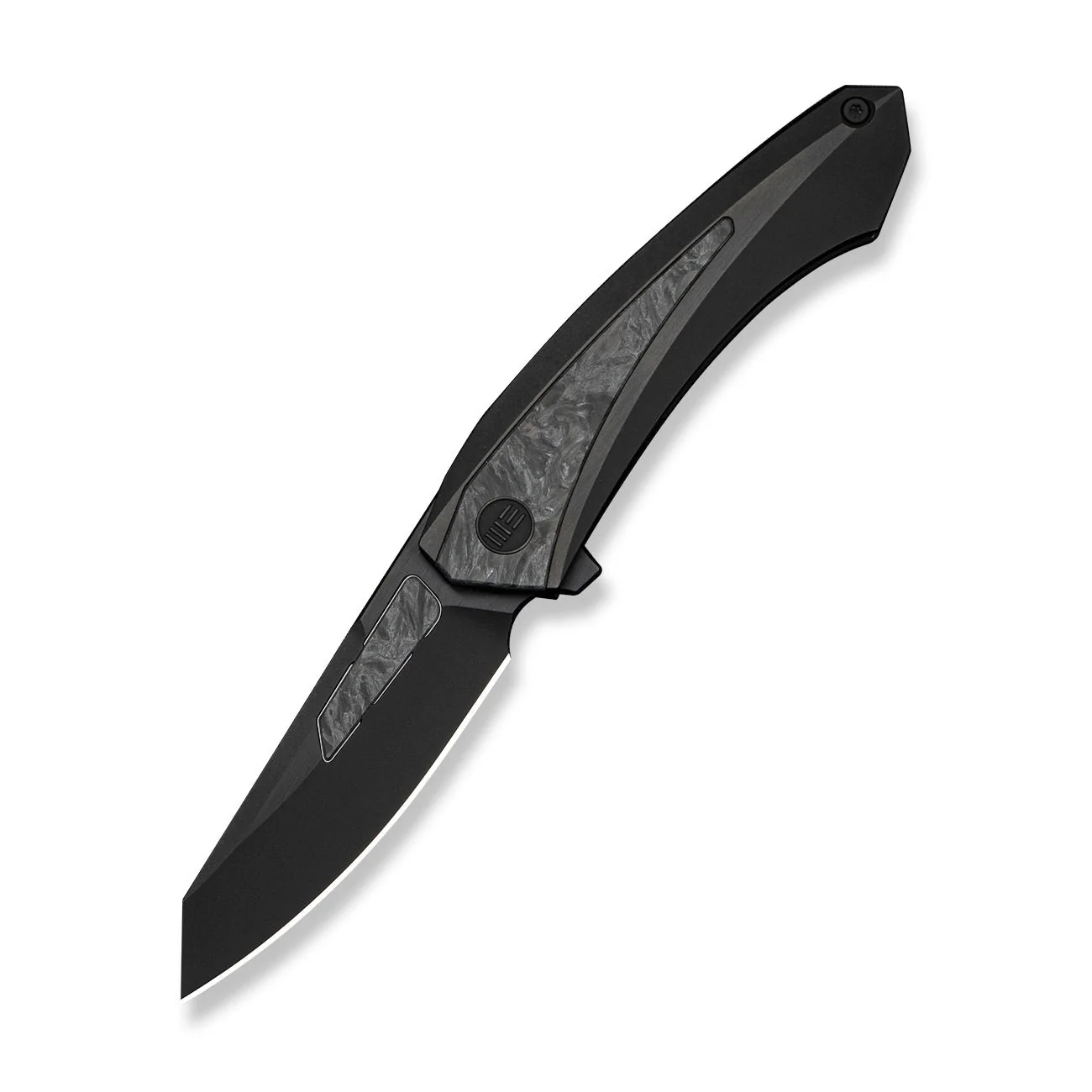 WEKNIFE Suisei Flipper Knife 6AL4V Titanium With Black & Gray Carbon Fiber Inlay (3.28" Black Stonewashed Bevels, Black Brushed Flats Bohler M390 Blade With Black & Gray Carbon Fiber Inlay) WE25086 Sample1 - Image 3