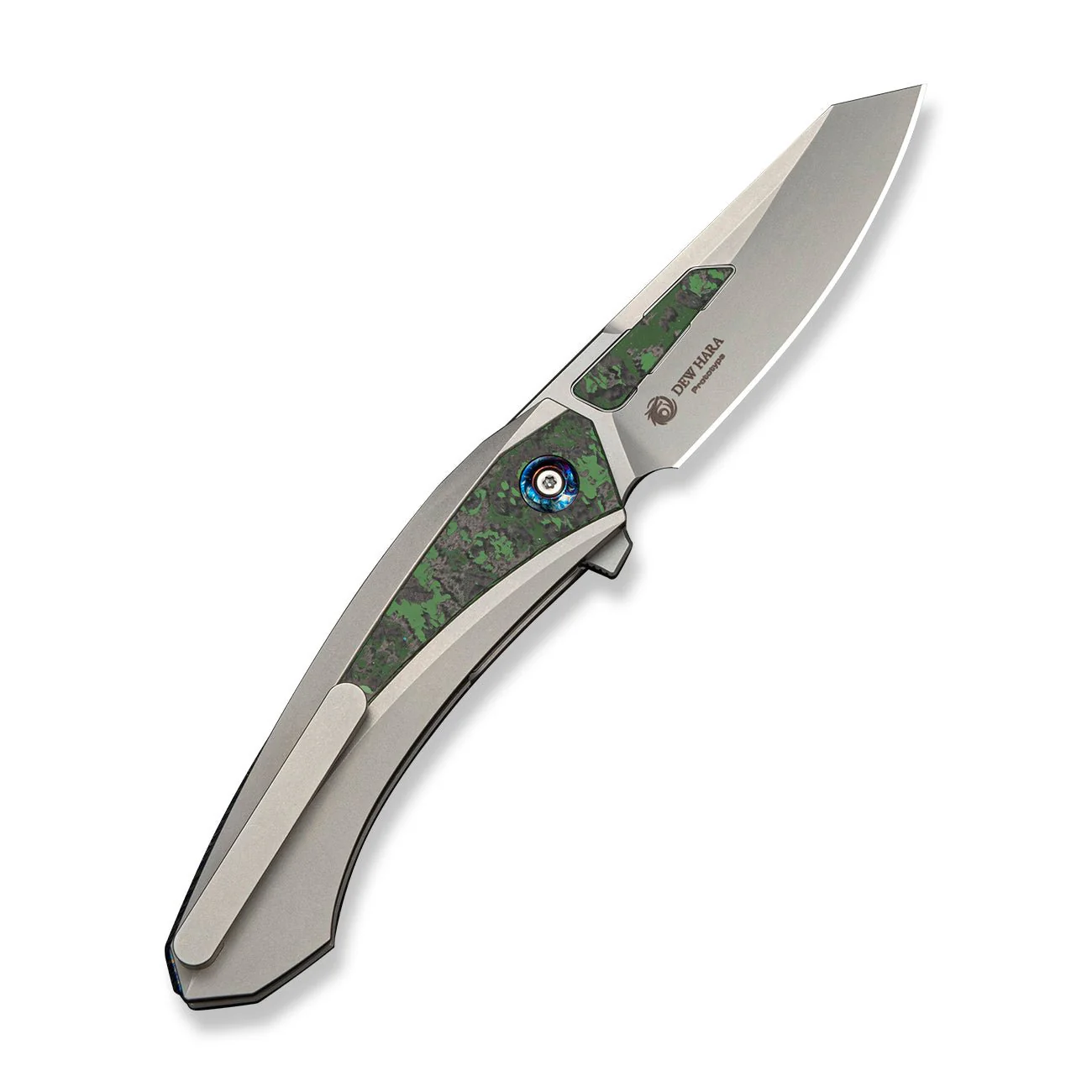 WEKNIFE Suisei Flipper Knife 6AL4V Titanium With Jungle Wear FatCarbon Fiber Inlay (3.28" Stonewashed Bohler M390 Blade With Jungle Wear FatCarbon Fiber Inlay) WE25086 Sample2 - Image 2