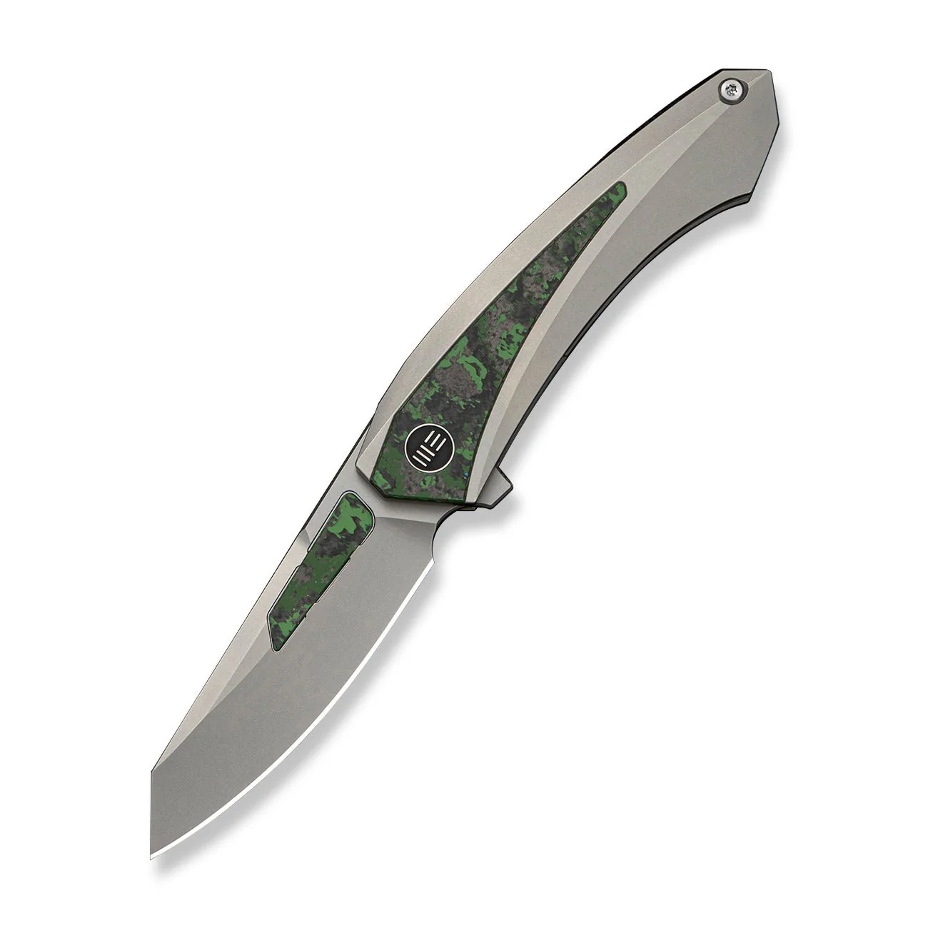 WEKNIFE Suisei Flipper Knife 6AL4V Titanium With Jungle Wear FatCarbon Fiber Inlay (3.28" Stonewashed Bohler M390 Blade With Jungle Wear FatCarbon Fiber Inlay) WE25086 Sample2 - Image 3