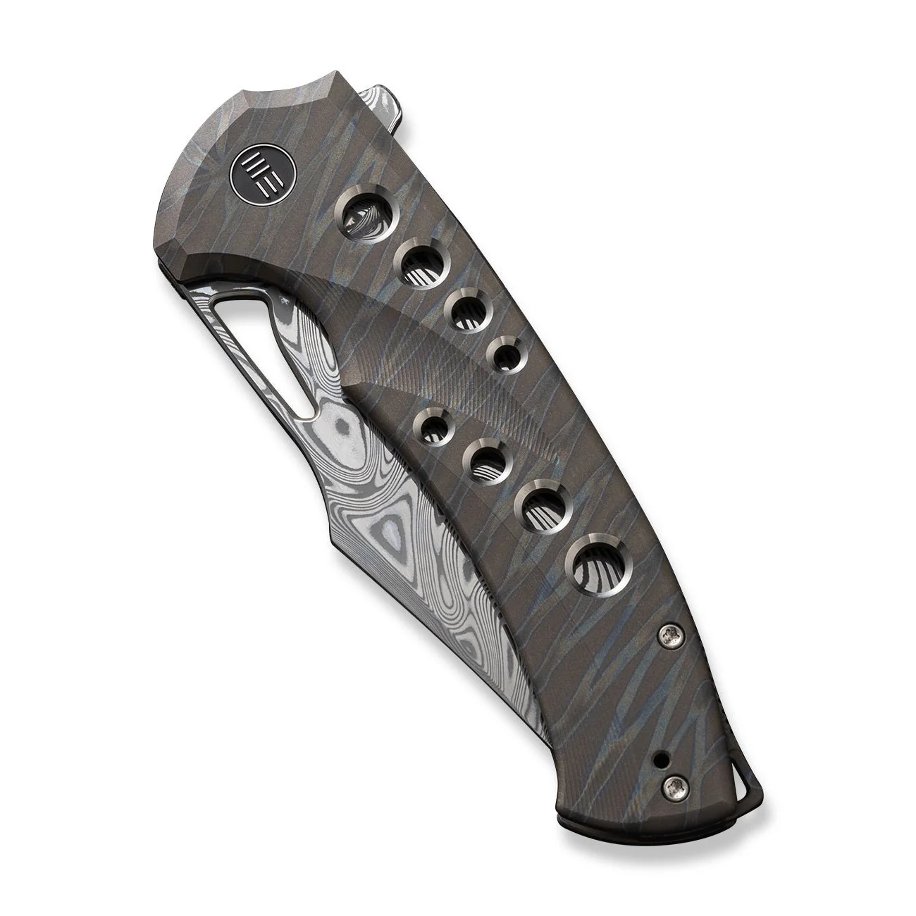 WEKNIFE Swiftfin Flipper & Thumb Hole Knife Titanium Handle (3.8" Damasteel Blade) WE23051-DS1 - Image 6