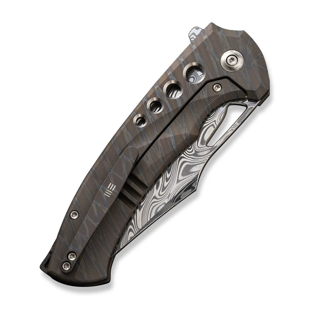 WEKNIFE Swiftfin Flipper & Thumb Hole Knife Titanium Handle (3.8" Damasteel Blade) WE23051-DS1 - Image 7