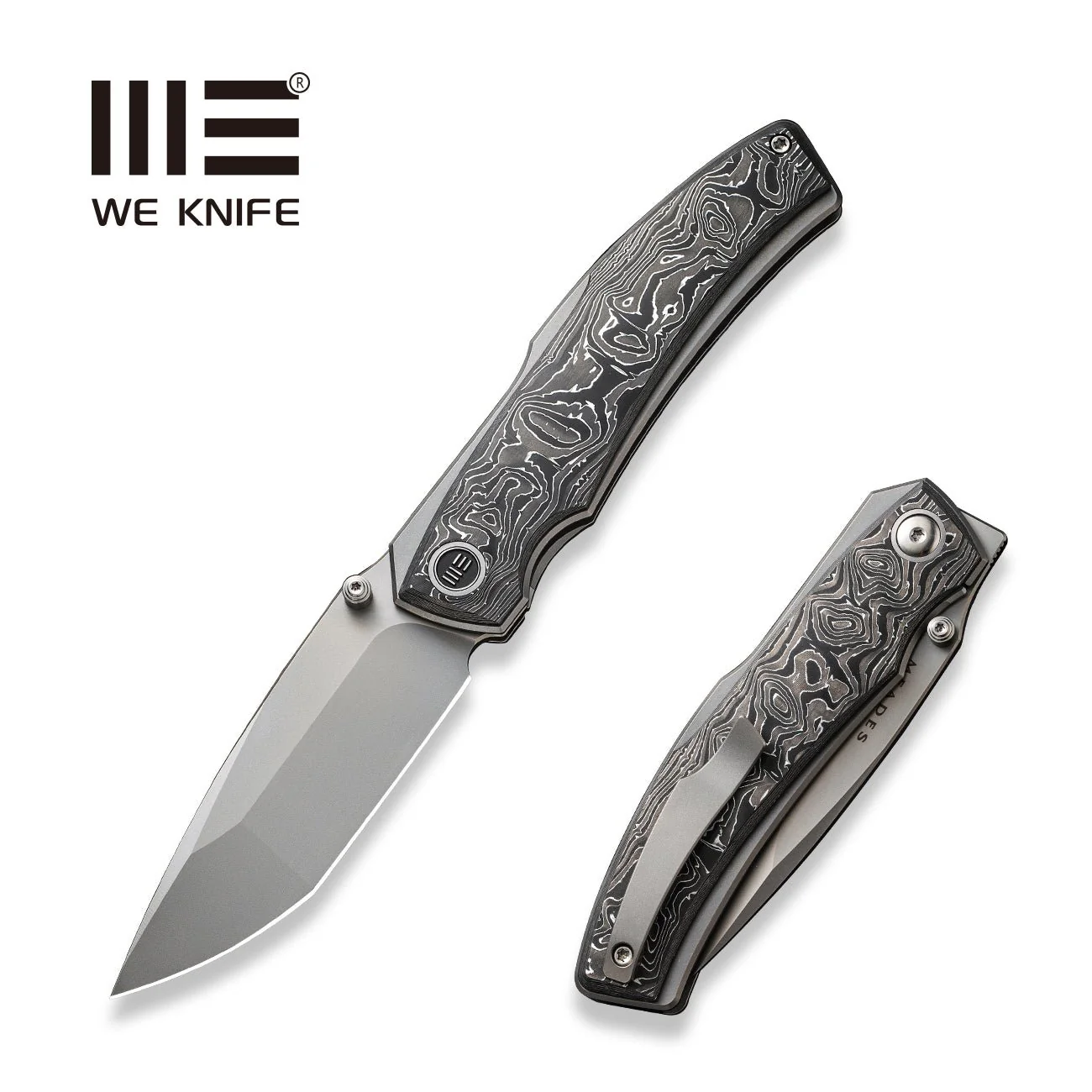 WEKNIFE Swordfin Front Flipper & Thumb Stud Knife Carbon Fiber Handle (3.28" CPM 20CV Blade) WE23067-3