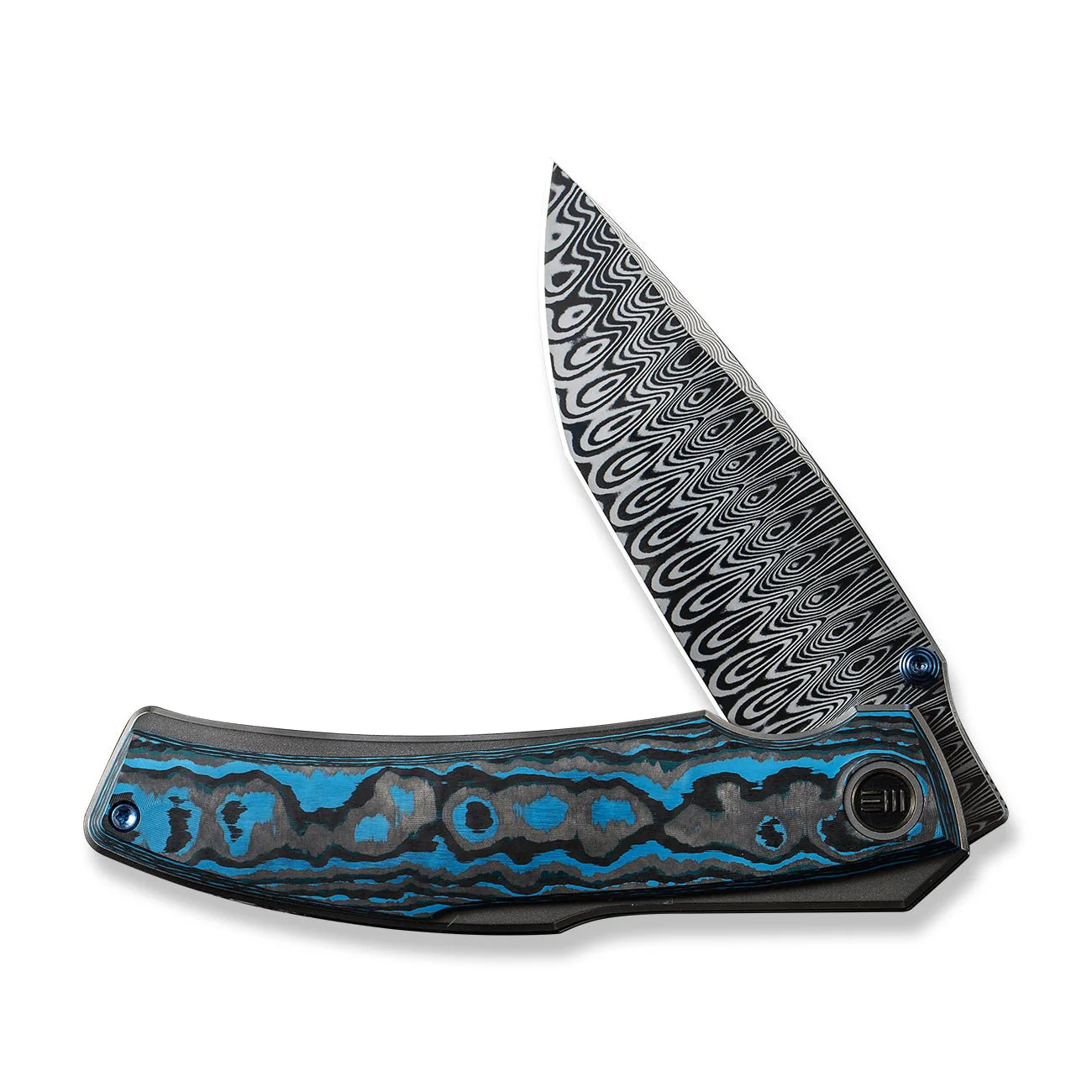 WEKNIFE Swordfin Front Flipper & Thumb Stud Knife FatCarbon Fiber Handle (3.28" Damasteel Blade) WE23067-DS1 - Image 5