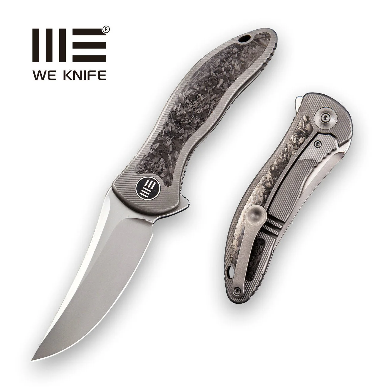 WEKNIFE Synergy2 Flipper Knife Titanium & Carbon Fiber Handle (3.49" M390 Blade) 912CF-A