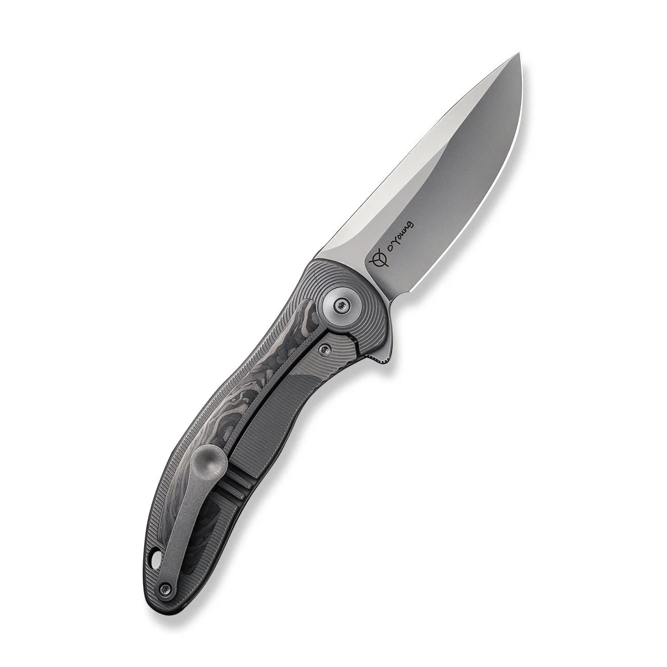 WEKNIFE Synergy2v2 Flipper Knife Titanium & Carbon Fiber Handle (3.49" CPM 20CV Blade) WE18046CF-1 - Image 2