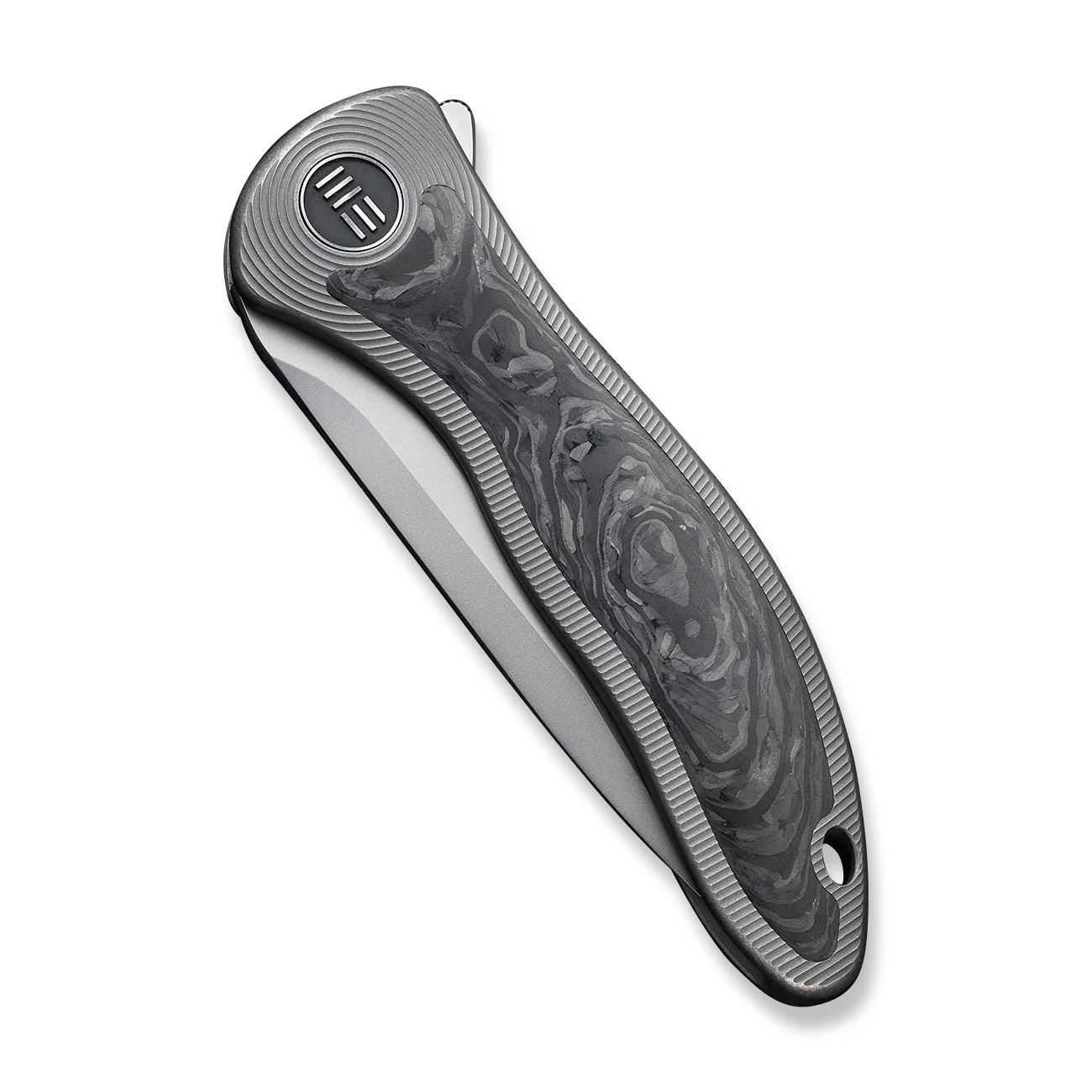 WEKNIFE Synergy2v2 Flipper Knife Titanium & Carbon Fiber Handle (3.49" CPM 20CV Blade) WE18046CF-1 - Image 6