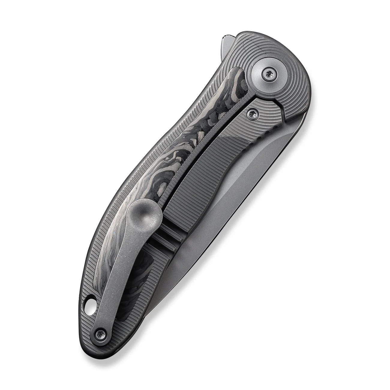 WEKNIFE Synergy2v2 Flipper Knife Titanium & Carbon Fiber Handle (3.49" CPM 20CV Blade) WE18046CF-1 - Image 7